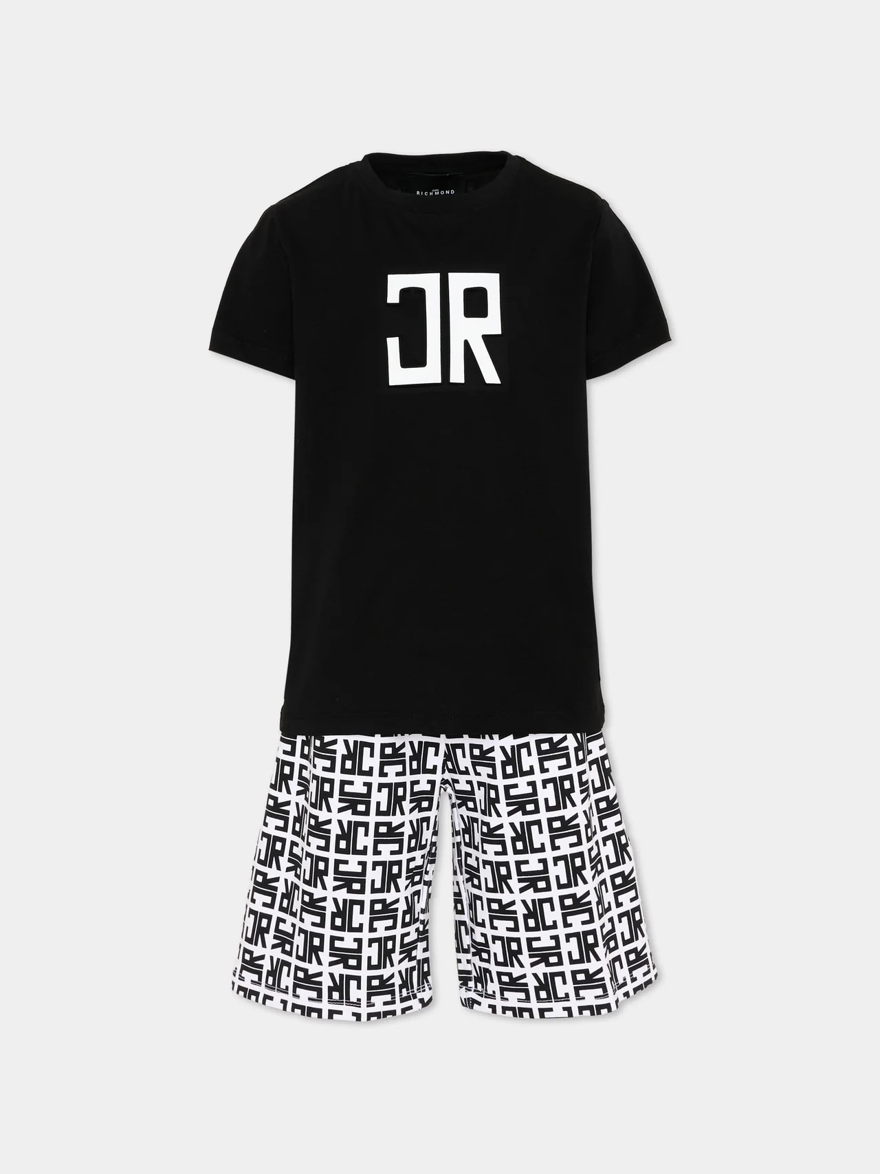 John Richmond Junior T-Shirt and Shorts Set ZAGA with JR Monogram