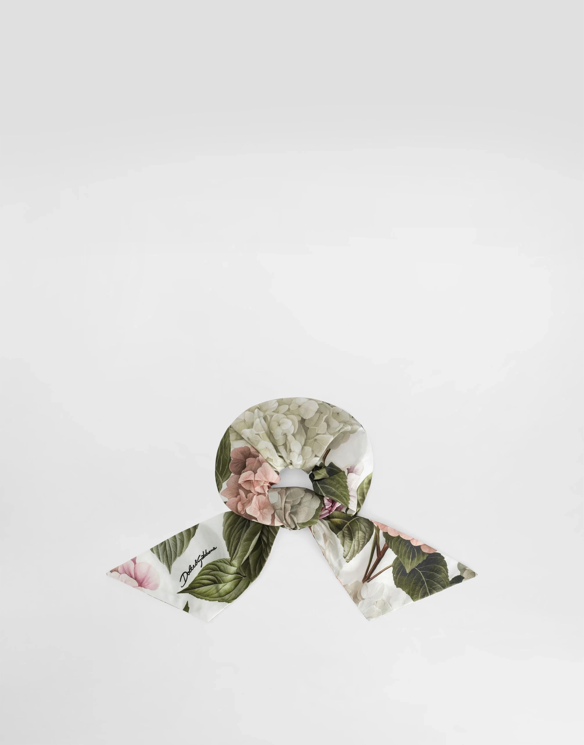 Dolce & Gabbana Kids Hydrangea-Print Poplin Scrunchie with Tails