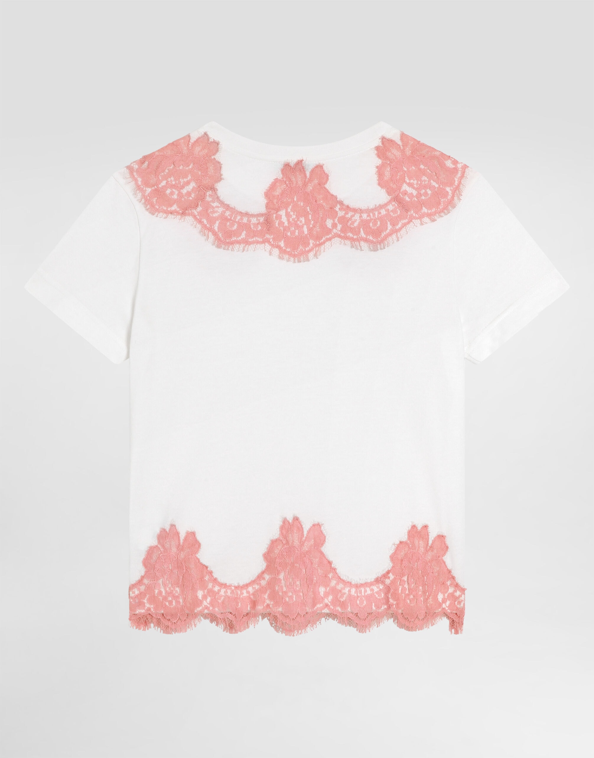 Dolce & Gabbana Kids Jersey T-Shirt with Lace and DG Embroidery