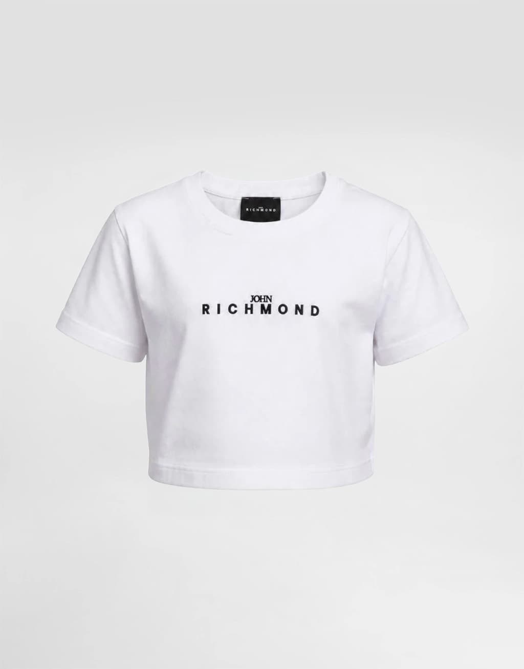 John Richmond Junior Girls' White Crop T-Shirt Dam with Logo