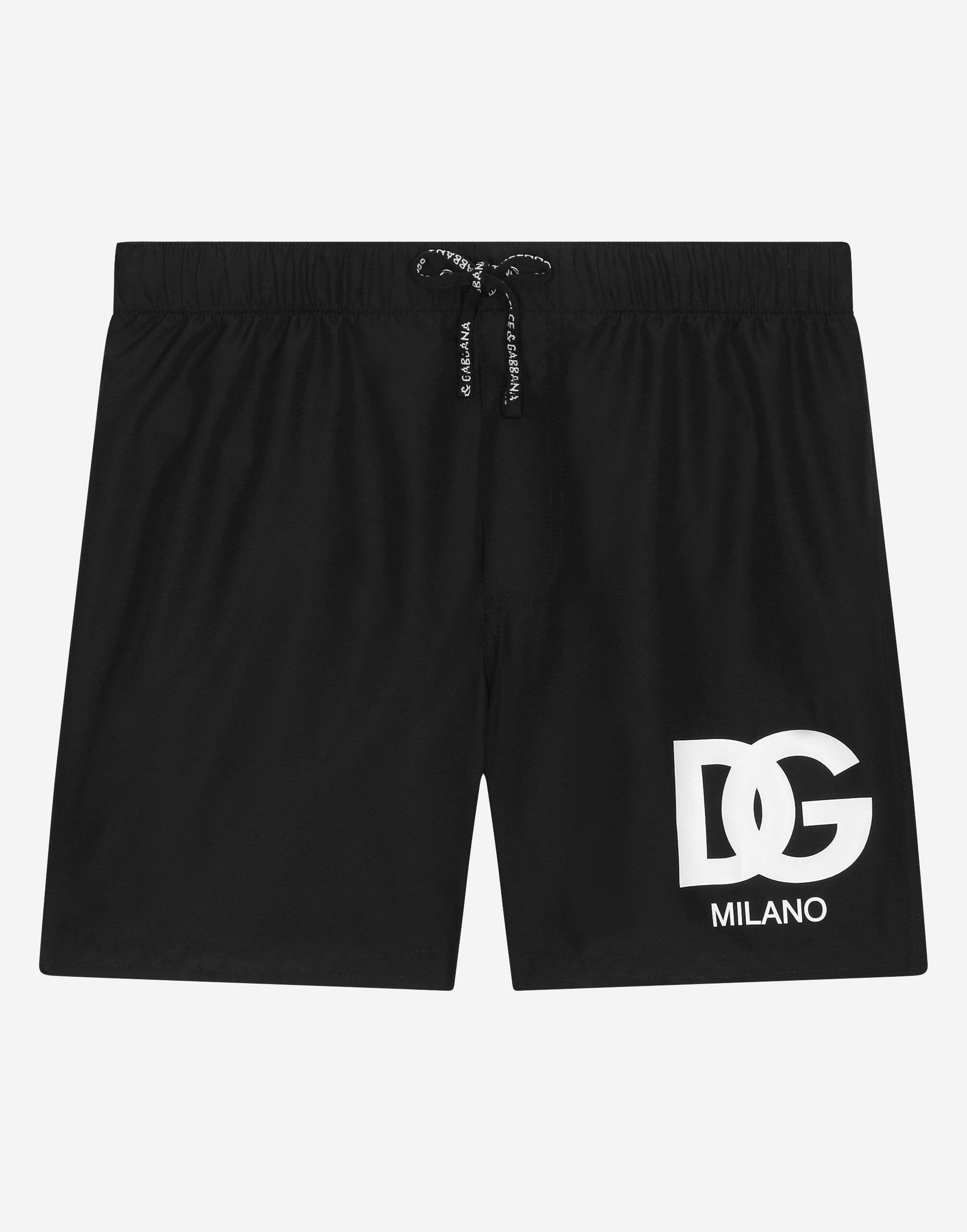 Dolce & Gabbana Kids' Nylon Swim Trunks with DG Milano Logo Print