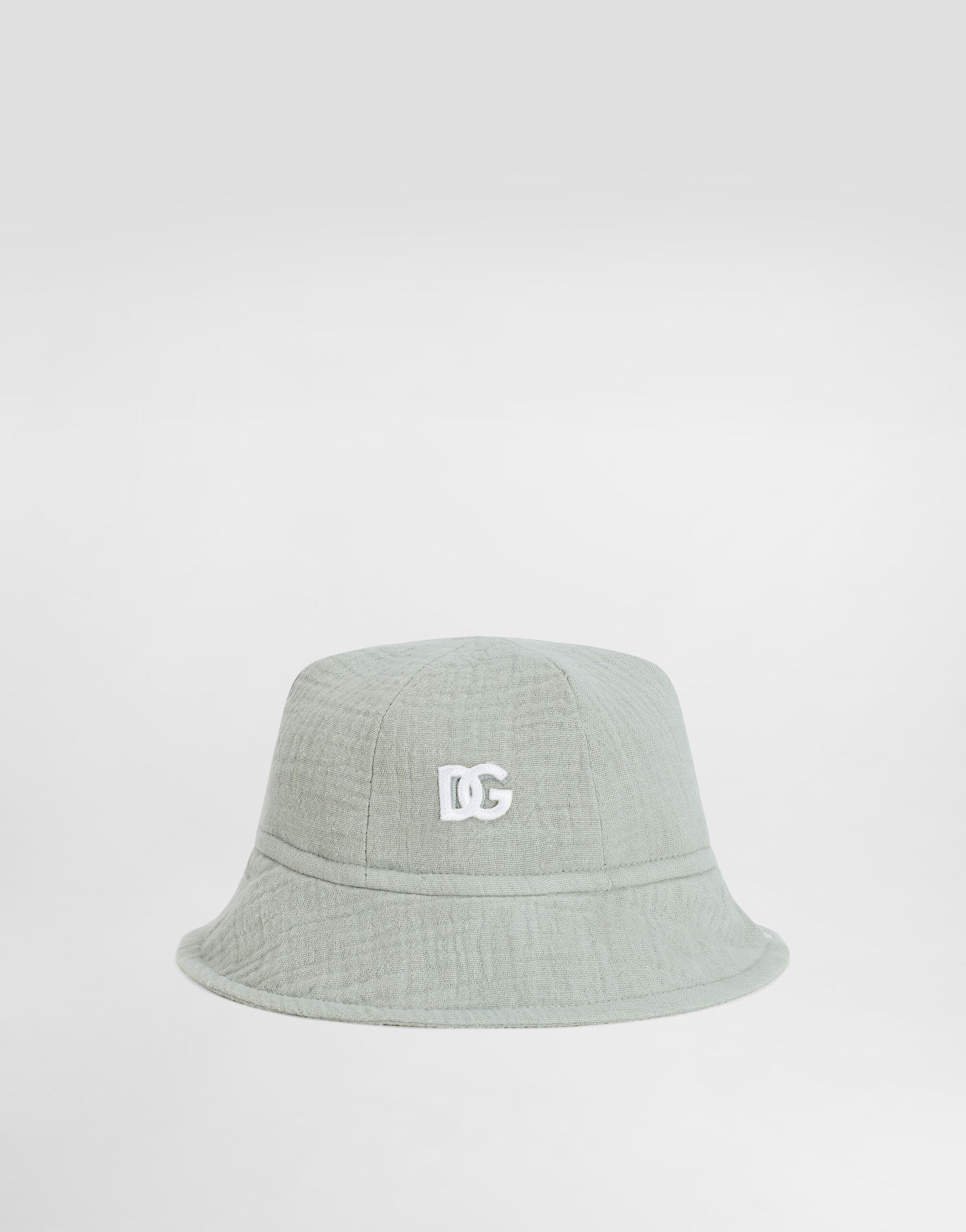 Dolce & Gabbana Kids Cotton Gauze Bucket Hat with DG Embroidery