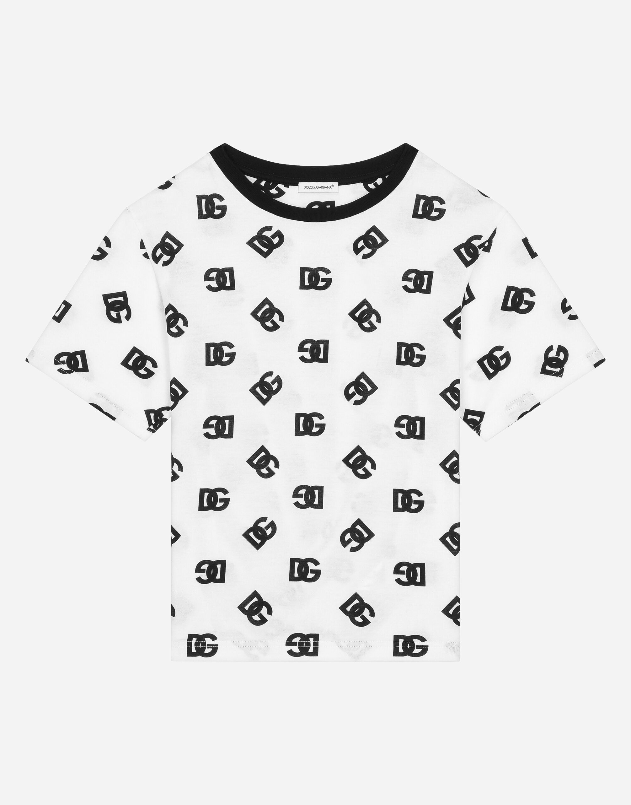 Dolce & Gabbana Kids Jersey T-Shirt with All-Over DG Logo Prints