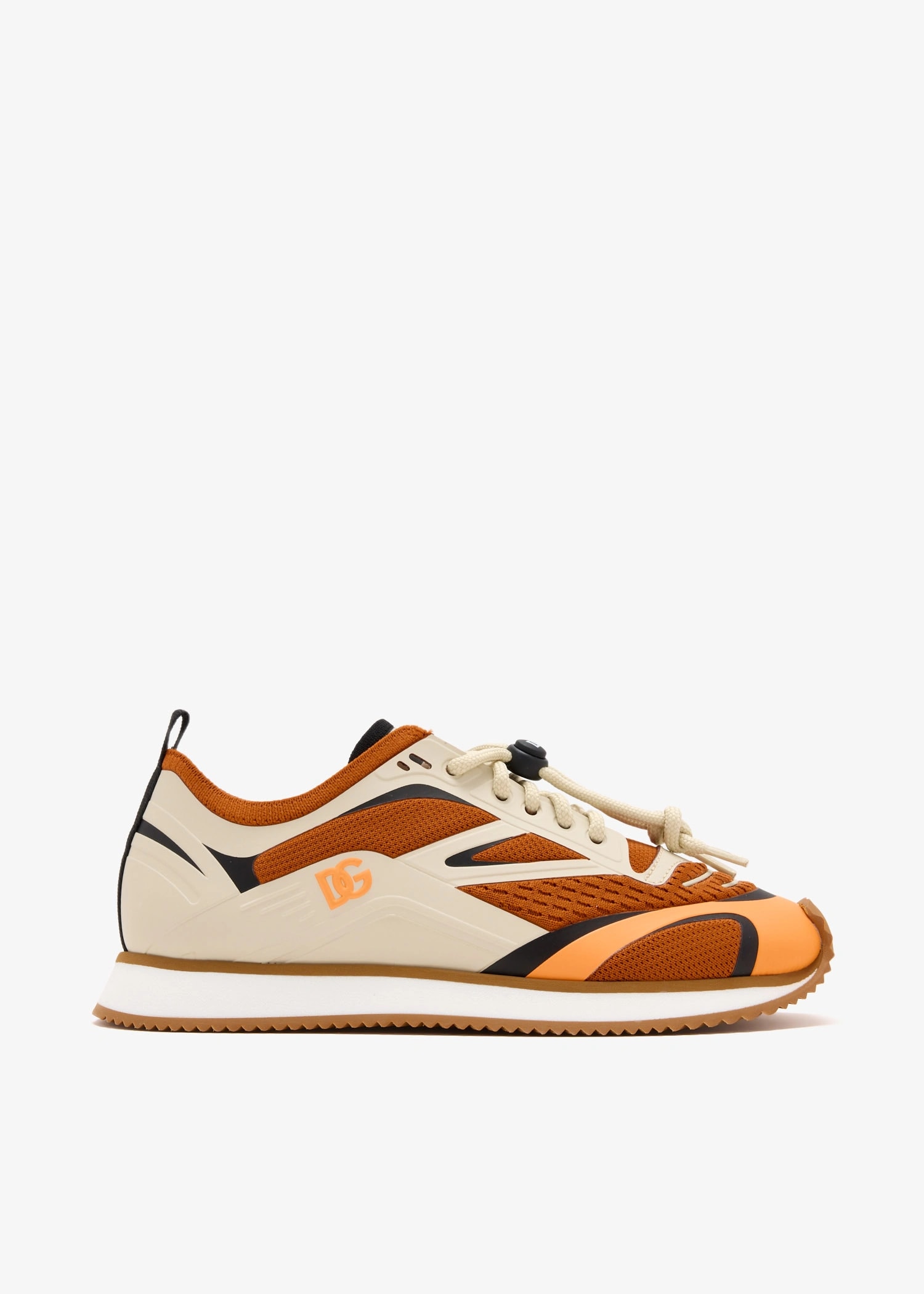 Dolce & Gabbana Kids' Orange Knit Mesh Low-Top Sneakers with DG Logo