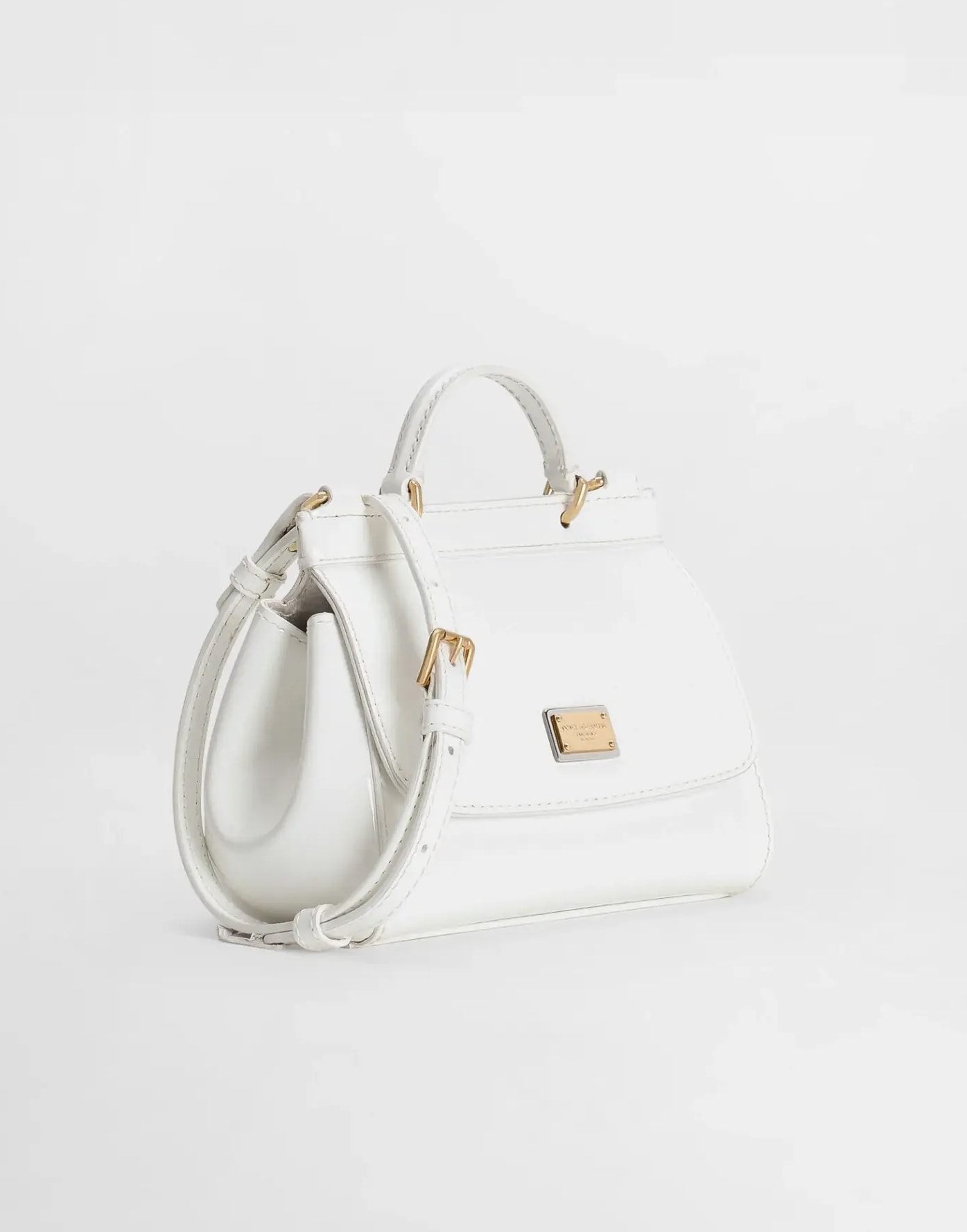 Dolce & Gabbana Kids' Patent Leather Mini Sicily Bag in White