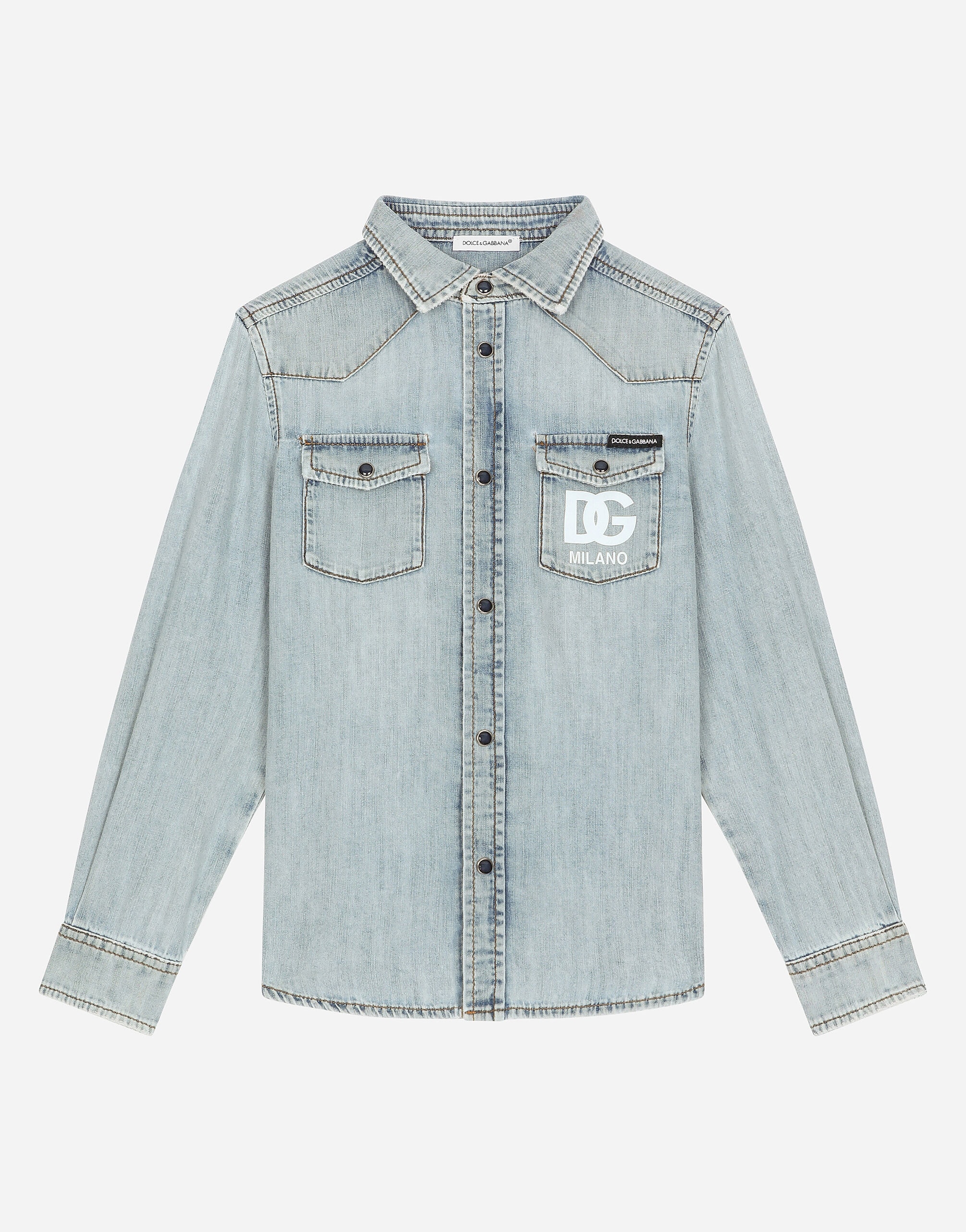 Dolce & Gabbana Kids Denim Shirt with DG Logo