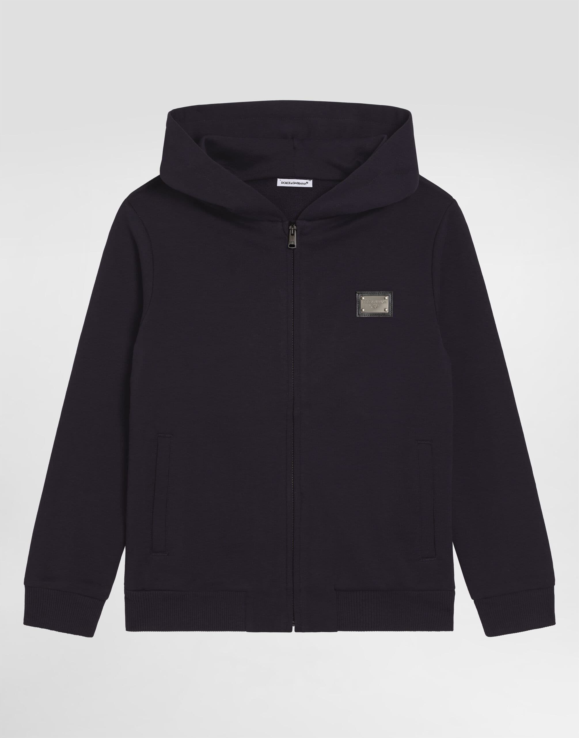Dolce & Gabbana Kids' Hooded Sweatshirt with Metal Logo Plaque