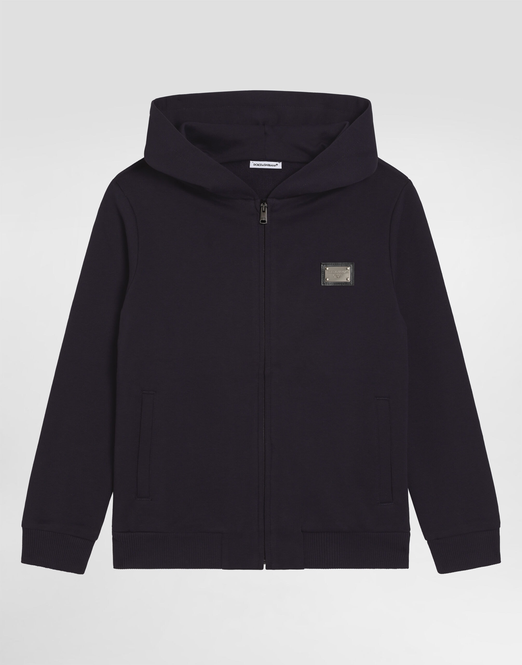 Dolce & Gabbana Kids' Hooded Sweatshirt with Metal Logo Plaque