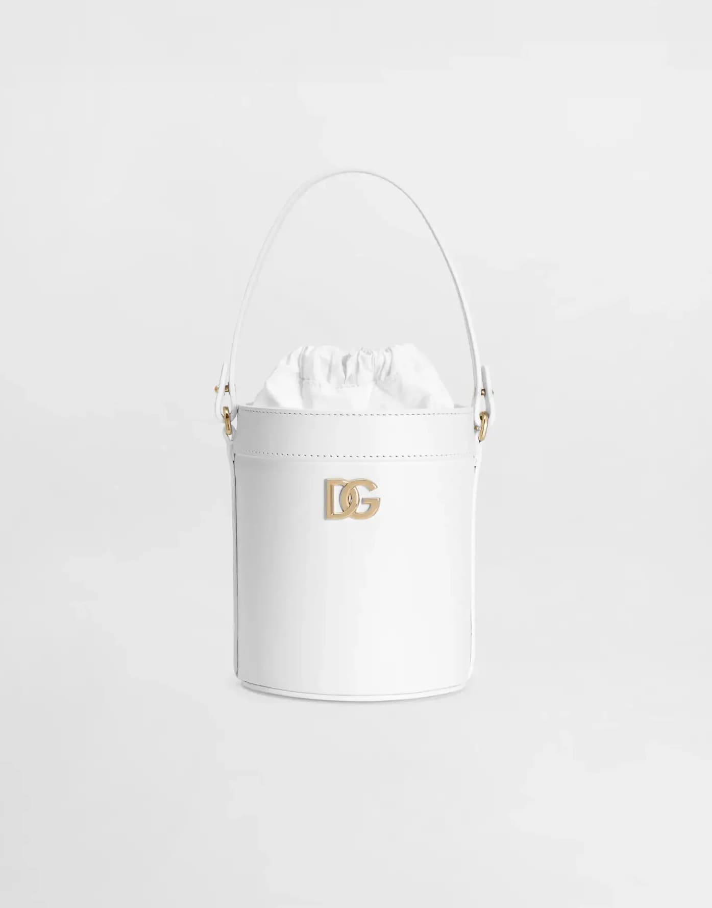 Dolce & Gabbana Kids Nappa Calfskin Bucket Bag White