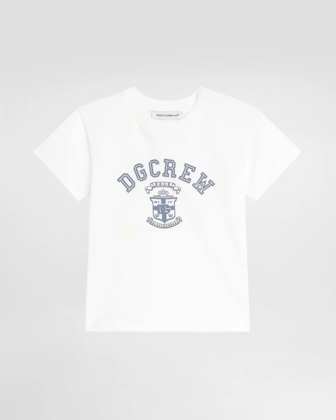 Dolce & Gabbana Kids White Cotton T-Shirt with DG Logo Print
