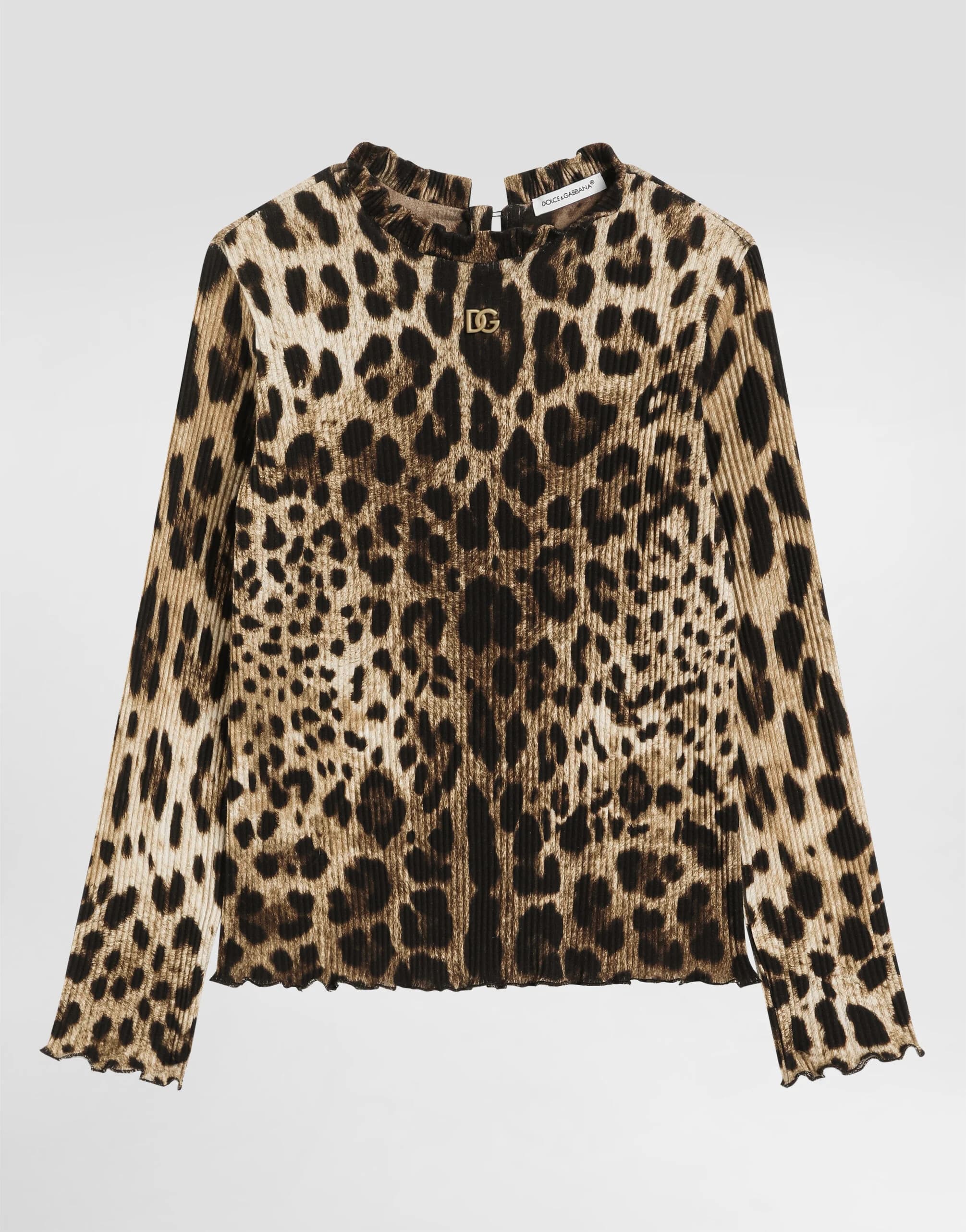 Dolce & Gabbana Kids Kids' Leopard-Print Ribbed Turtleneck