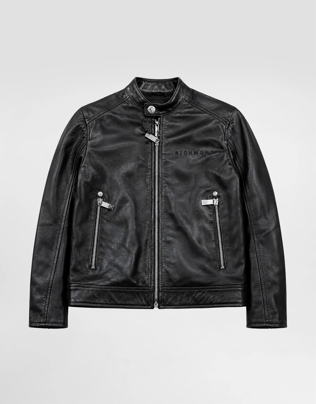 John Richmond Junior Black Leather Biker Jacket Pillok