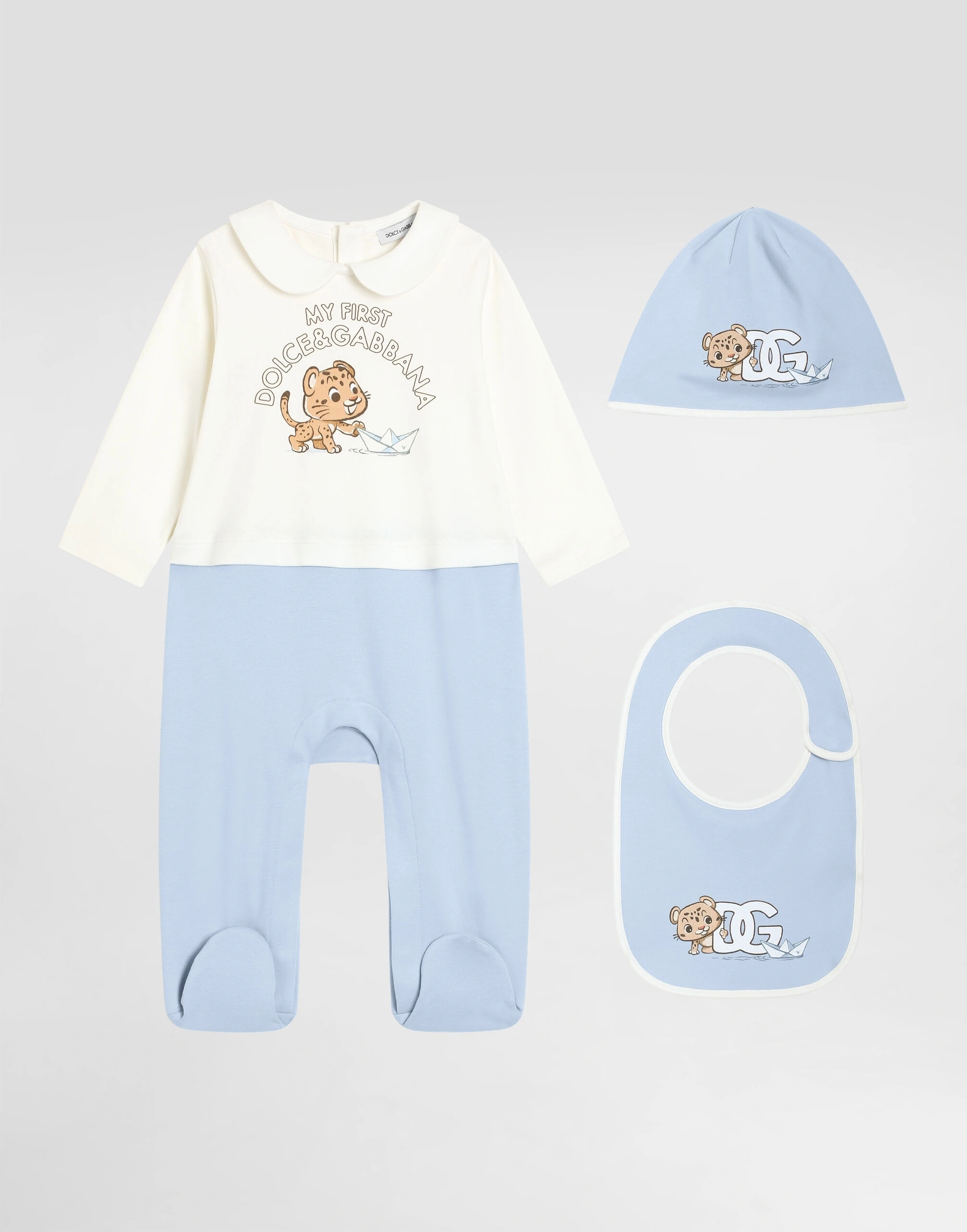 Dolce & Gabbana Kids 3-Piece Interlock Gift Set with Leopard and Boats Print
