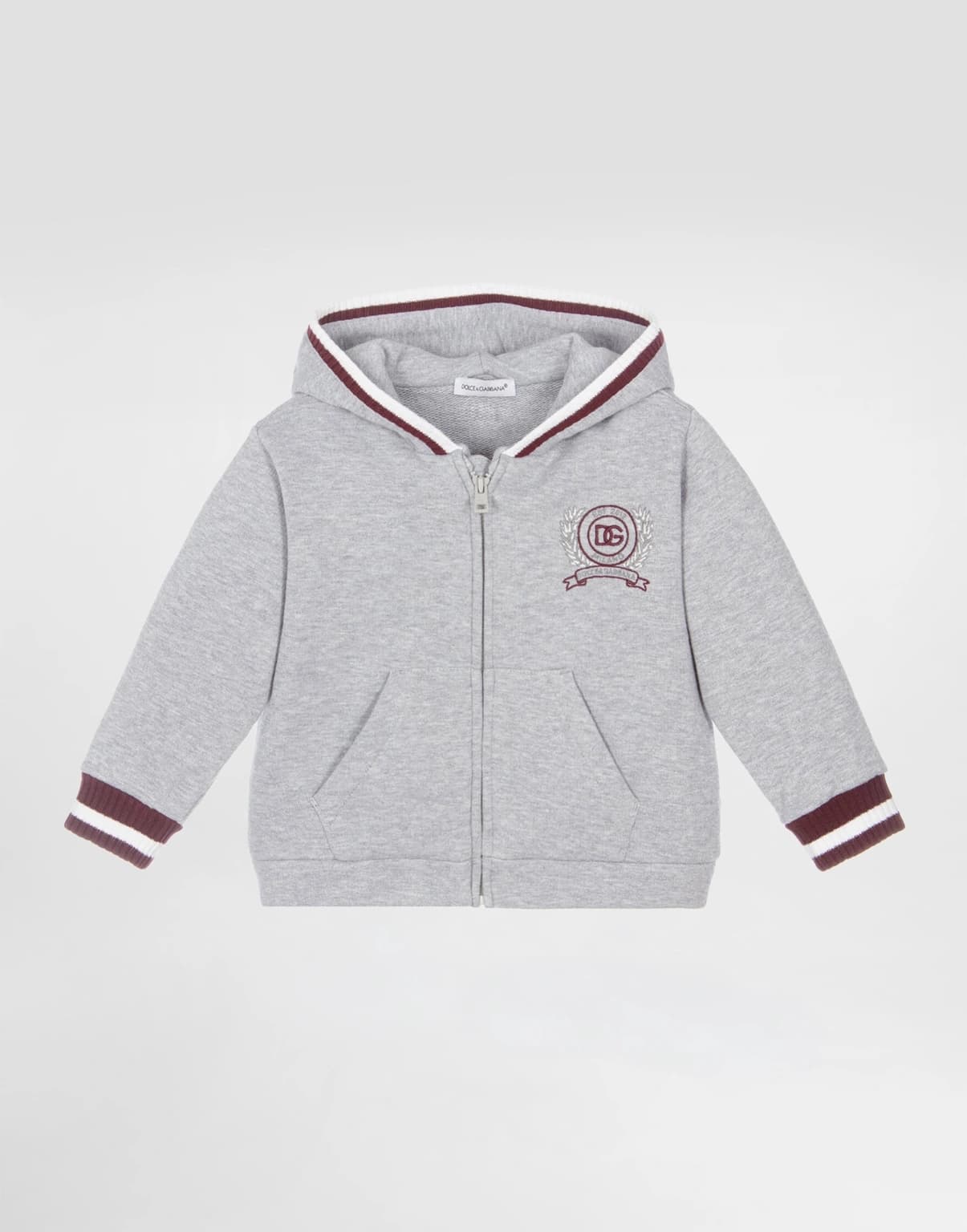 Dolce & Gabbana Kids Hooded Sweatshirt with Embroidery Grey