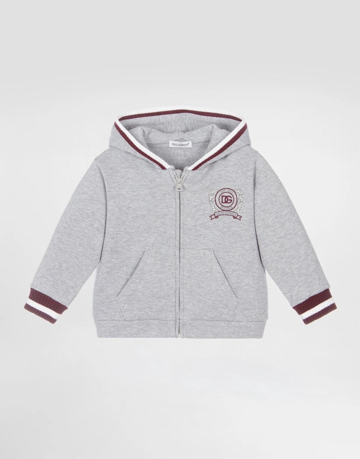 Dolce & Gabbana Kids Hooded Sweatshirt with Embroidery Grey