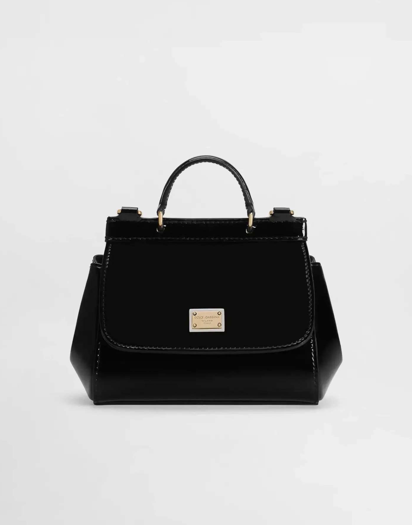 Dolce & Gabbana Kids Patent Leather Mini Sicily Bag in Black