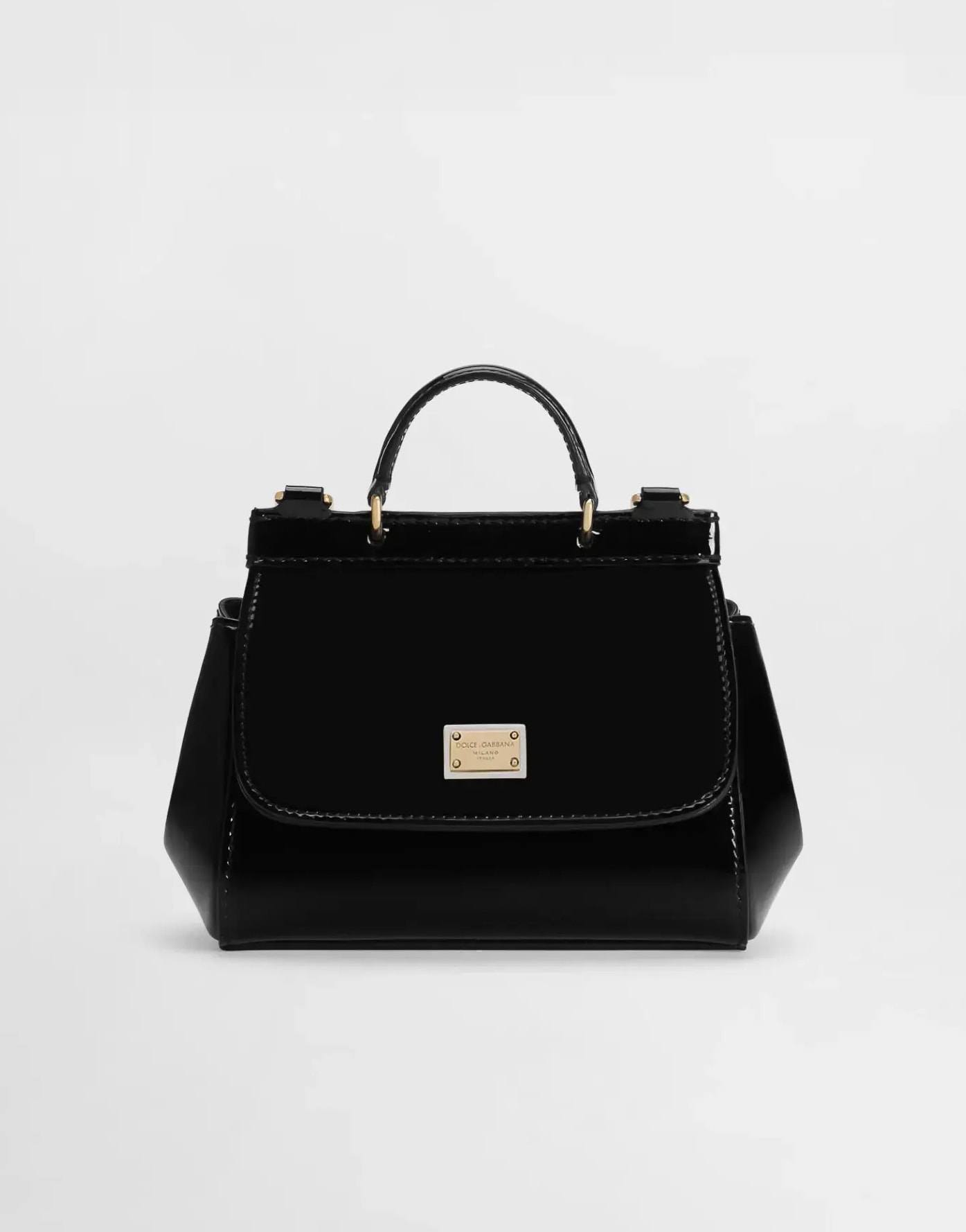 Dolce & Gabbana Kids Patent Leather Mini Sicily Bag in Black