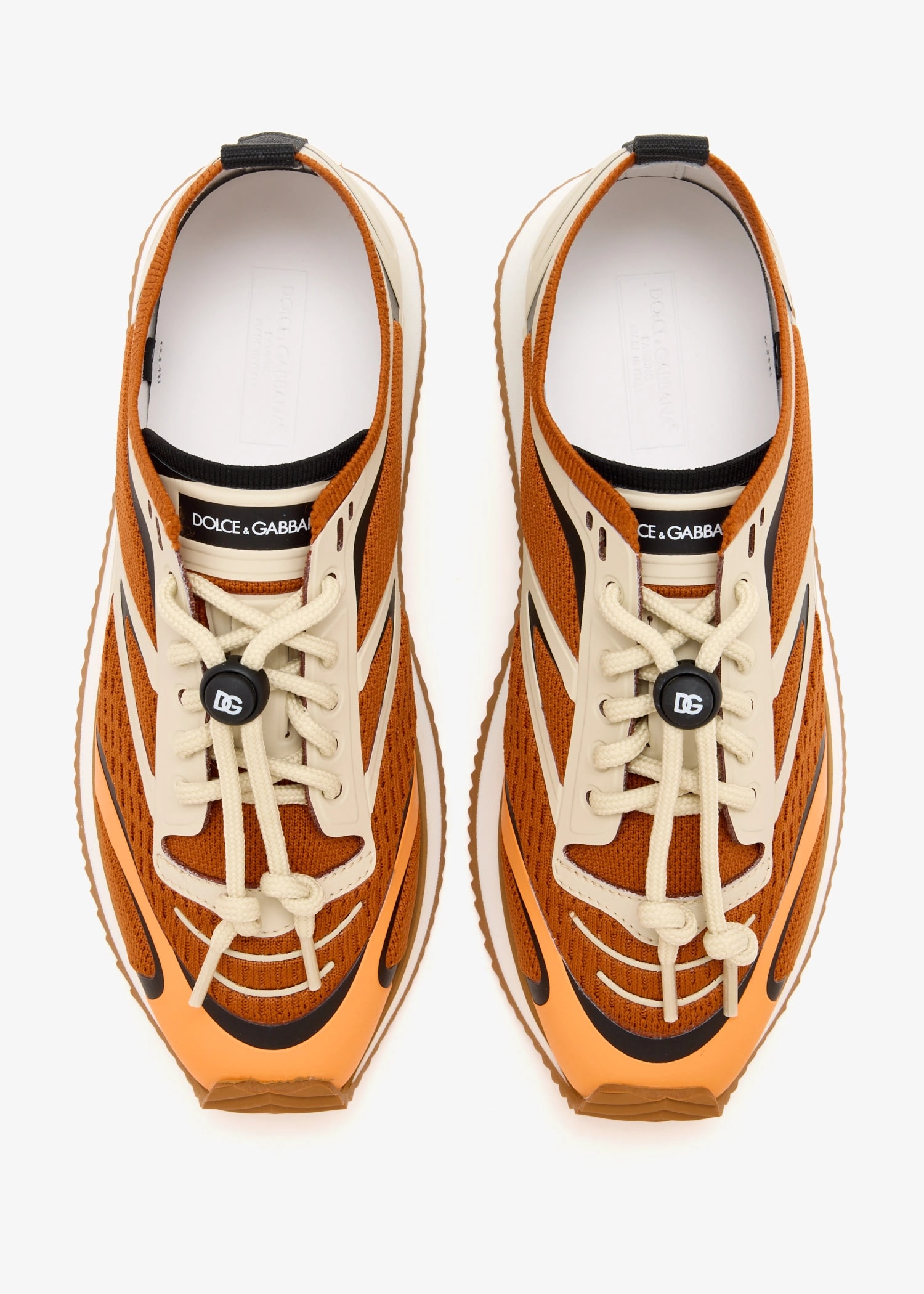 Dolce & Gabbana Kids' Orange Knit Mesh Low-Top Sneakers with DG Logo