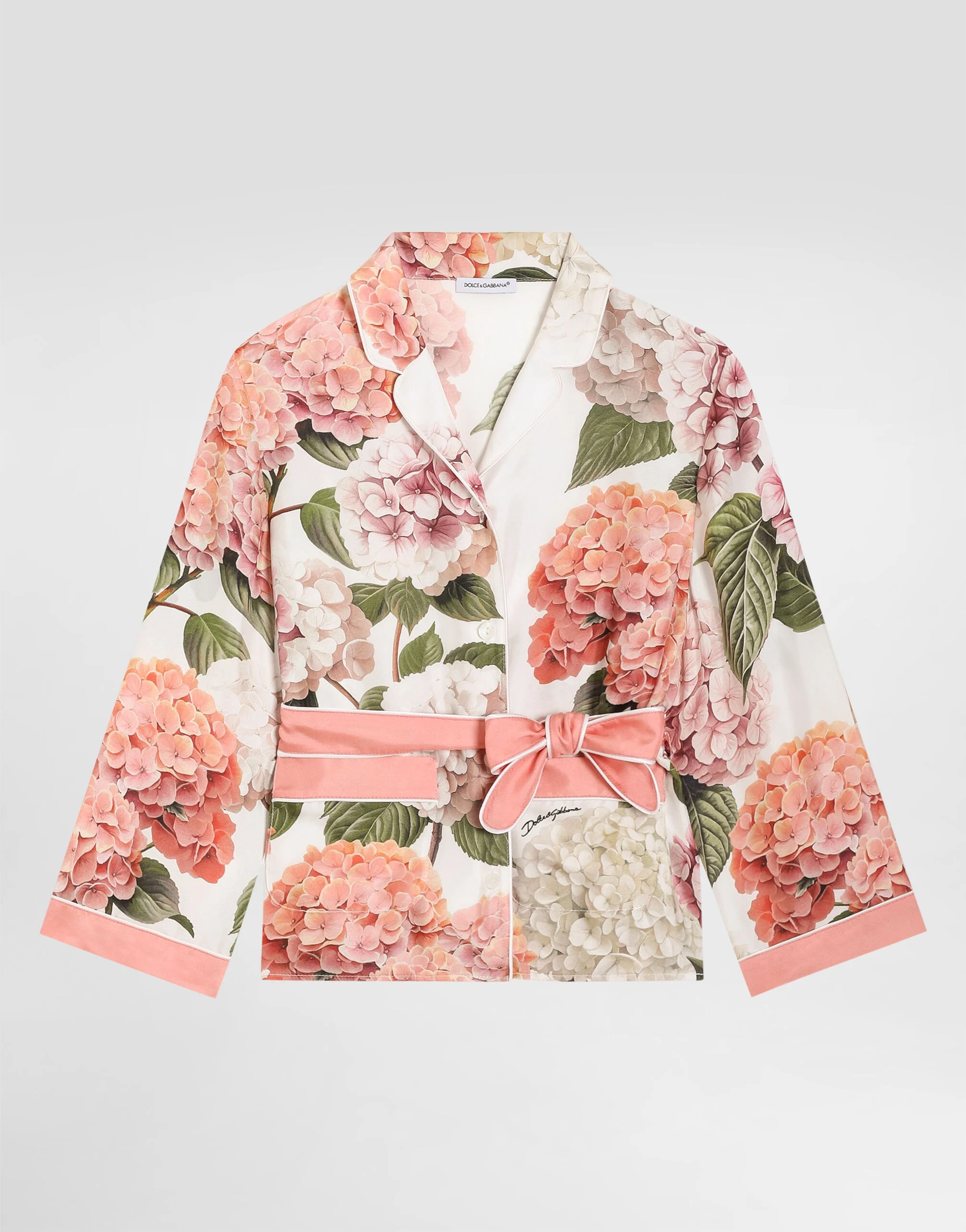 Dolce & Gabbana Kids Hydrangea-Print Vanity Twill Silk Shirt