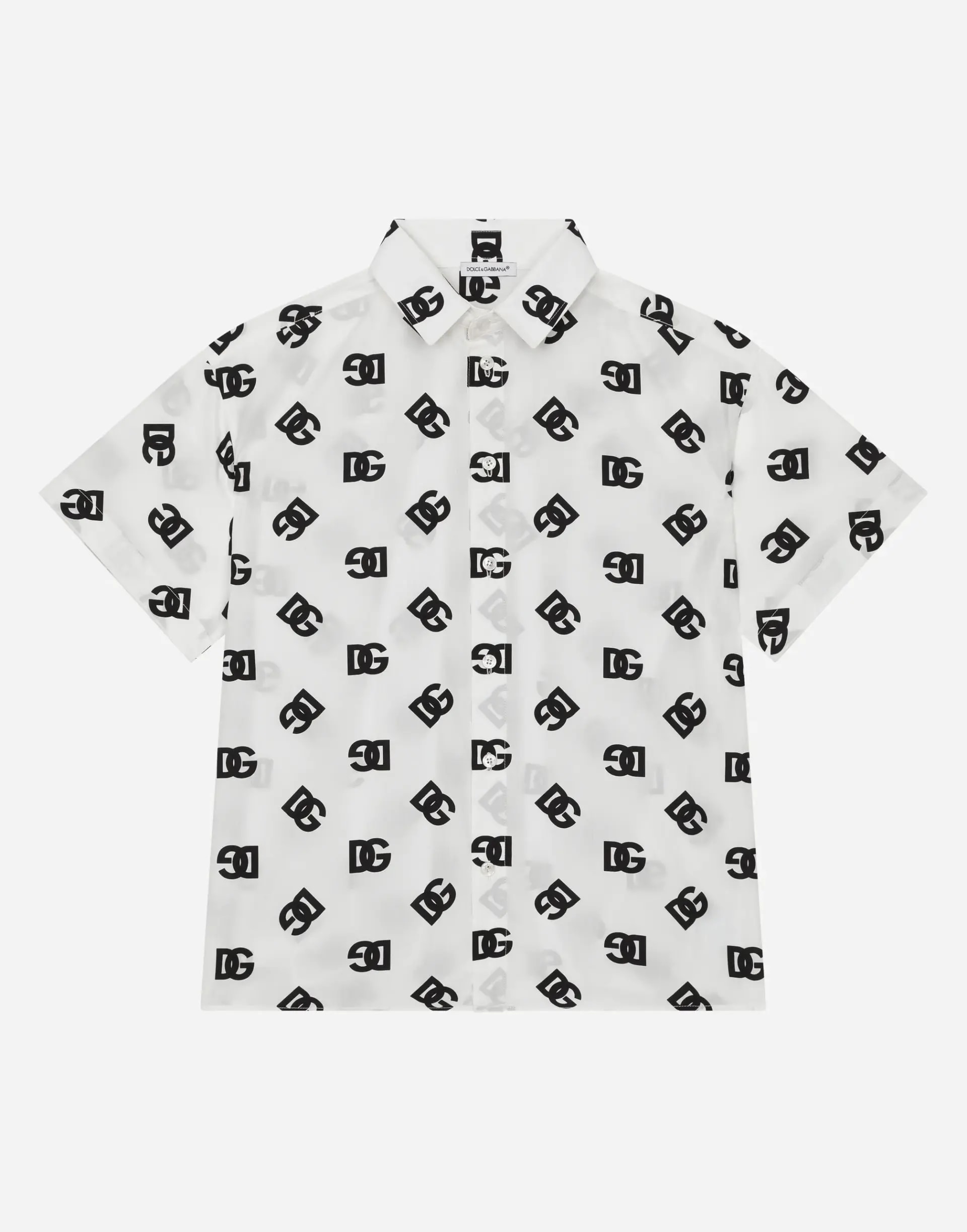 Dolce & Gabbana Kids Cotton Poplin Shirt with DG Logo Print