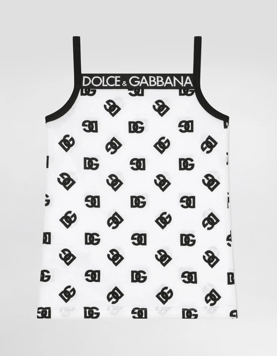 Dolce & Gabbana Kids Cotton tank top with DG logo print