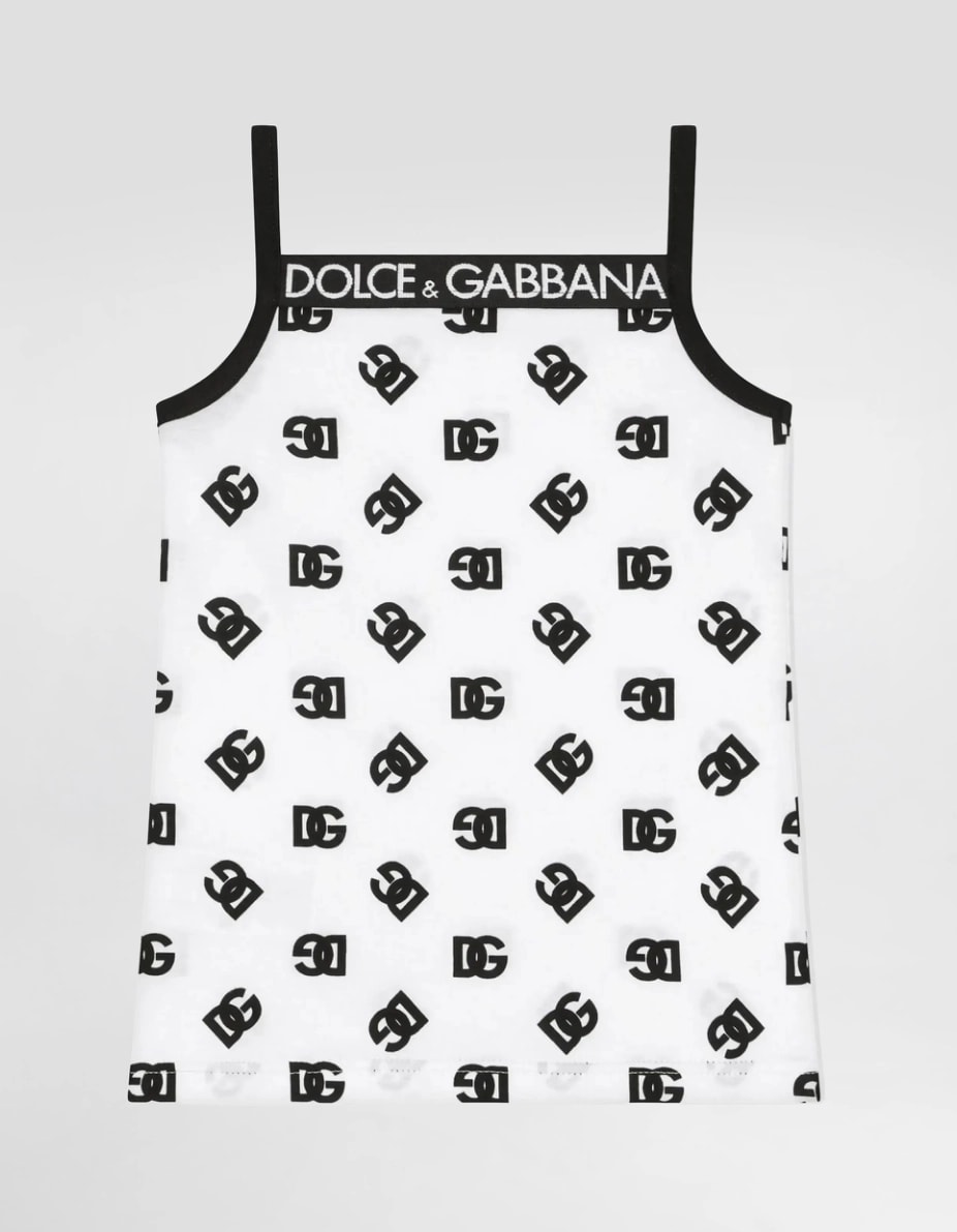 Dolce & Gabbana Kids Cotton tank top with DG logo print