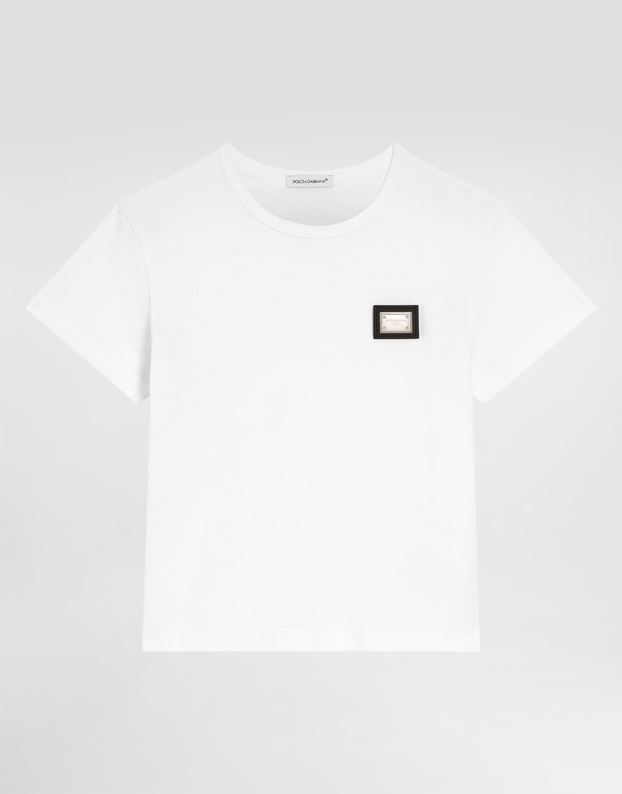 Dolce & Gabbana Kids Cotton T-Shirt with Metal Logo Plate