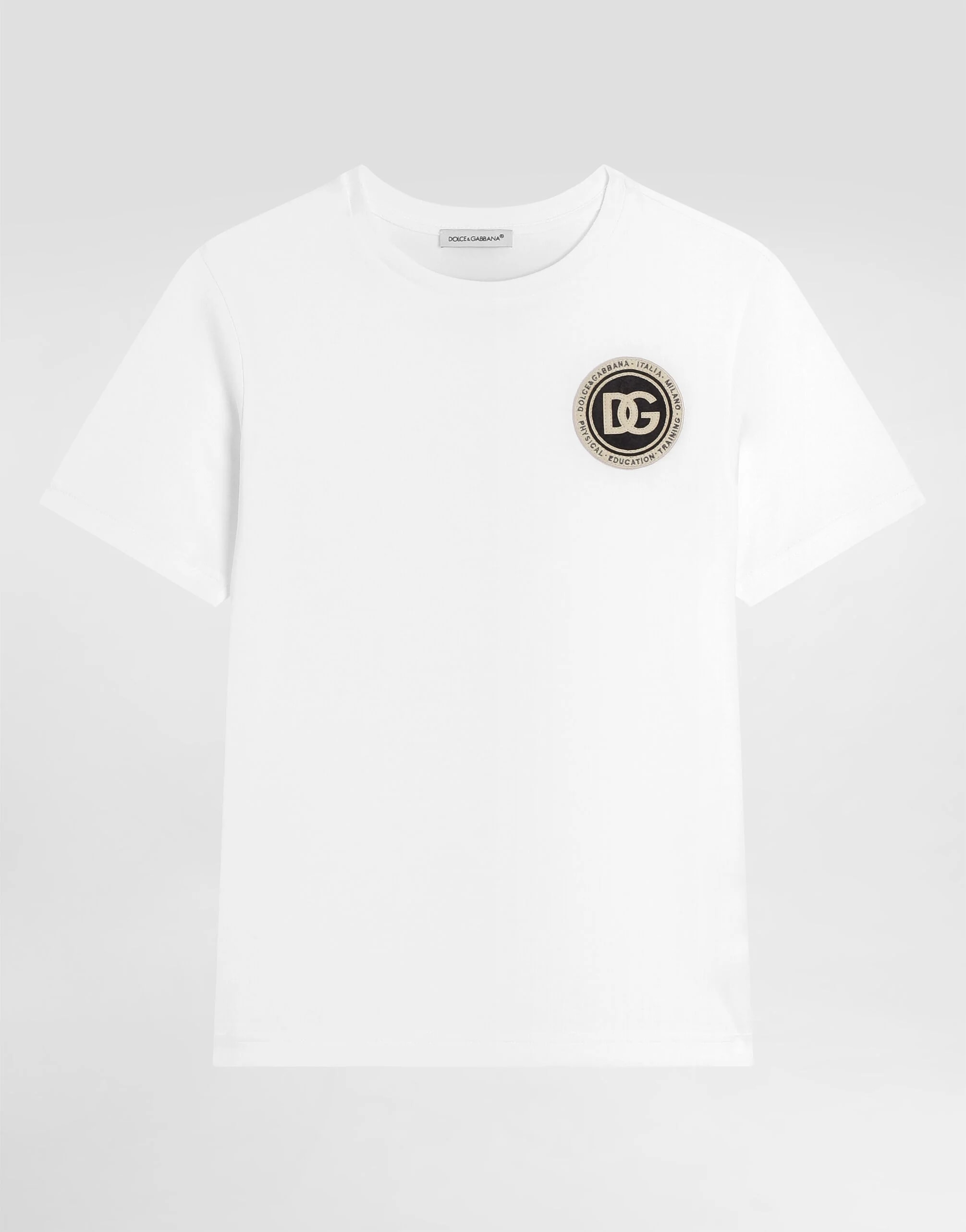 Dolce & Gabbana Kids Cotton White T-Shirt with Logo Patch