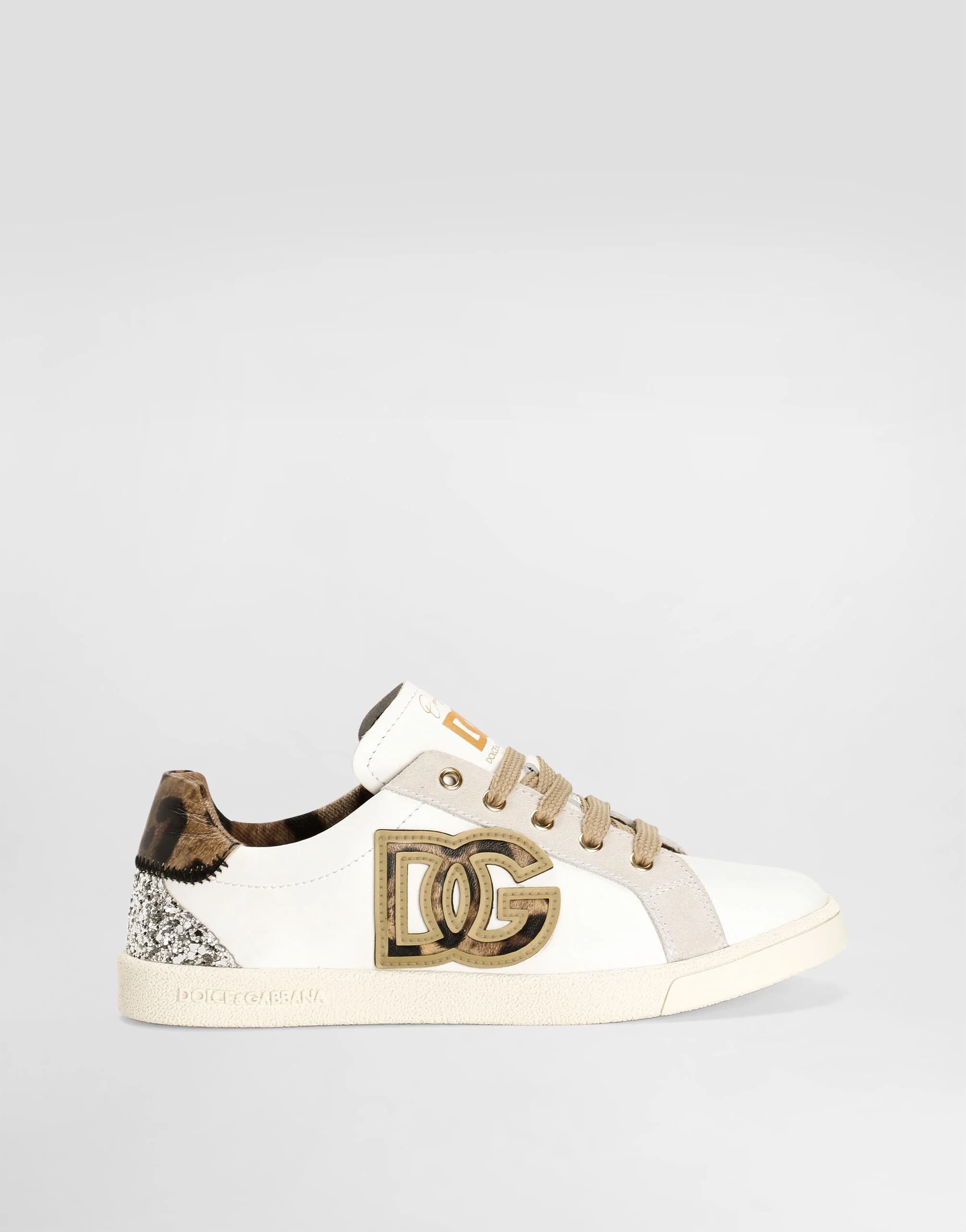 Dolce & Gabbana Kids DG Original Sneakers in Calfskin and Split Leather