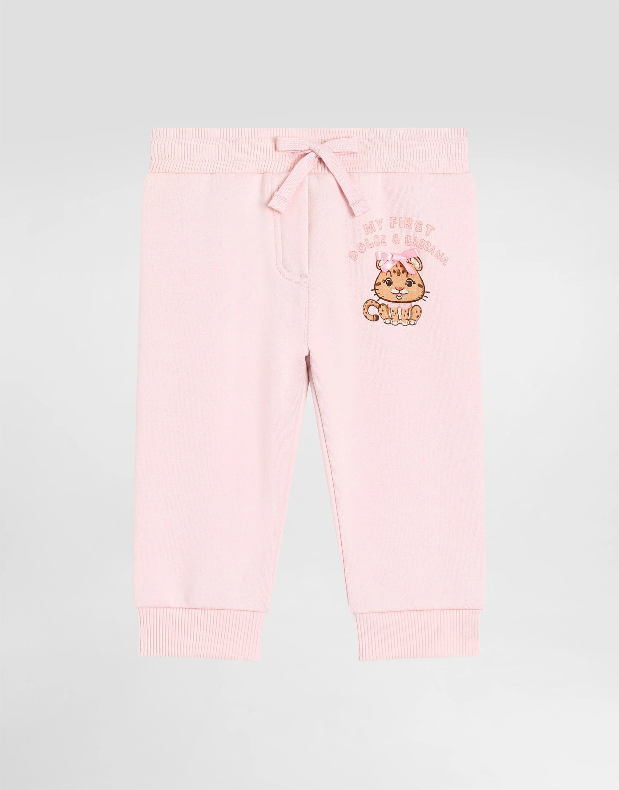 Dolce & Gabbana Kids Fleece Trousers with Leopard and Bow