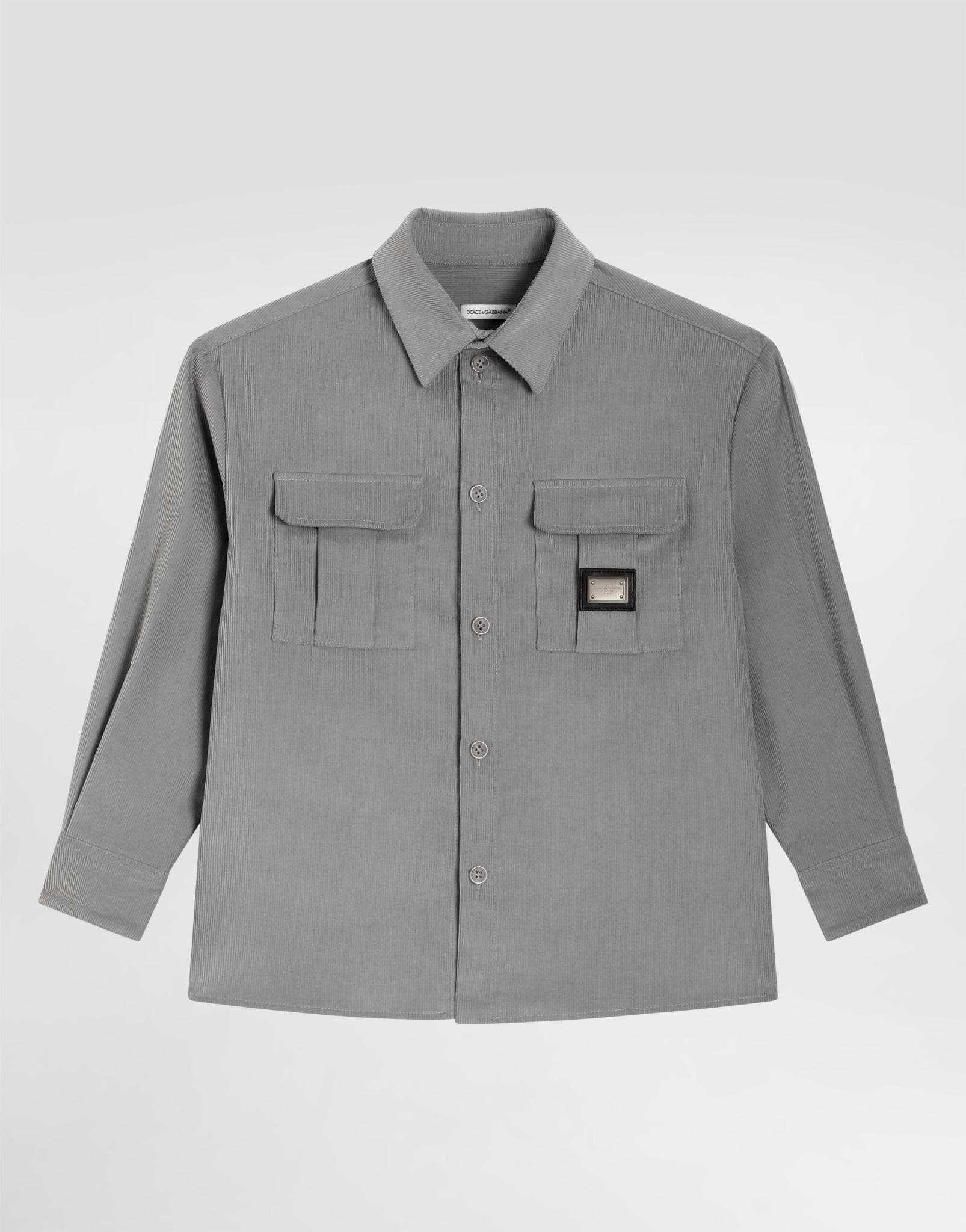 Dolce & Gabbana Kids long-sleeved grey corduroy shirt