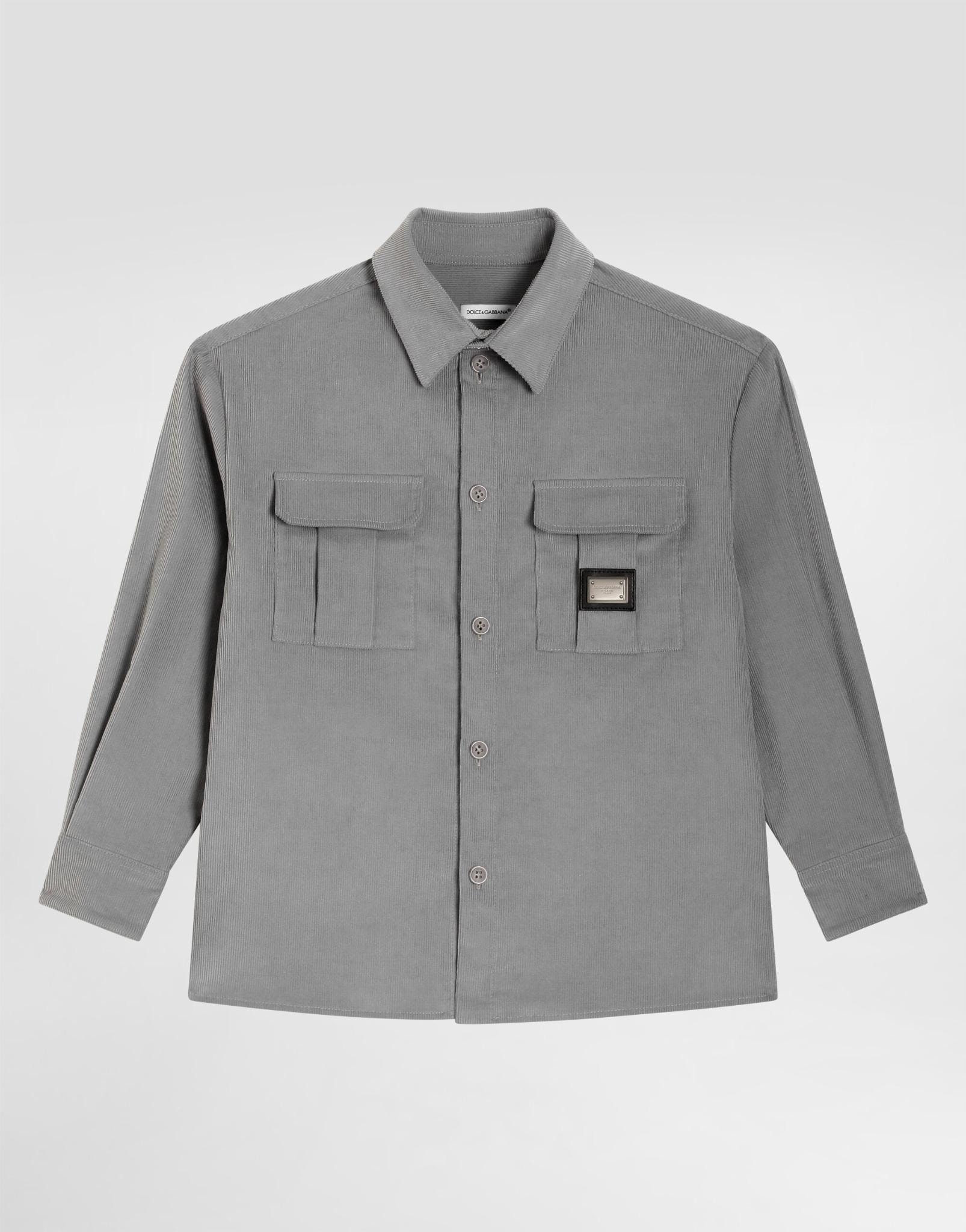 Dolce & Gabbana Kids long-sleeved grey corduroy shirt
