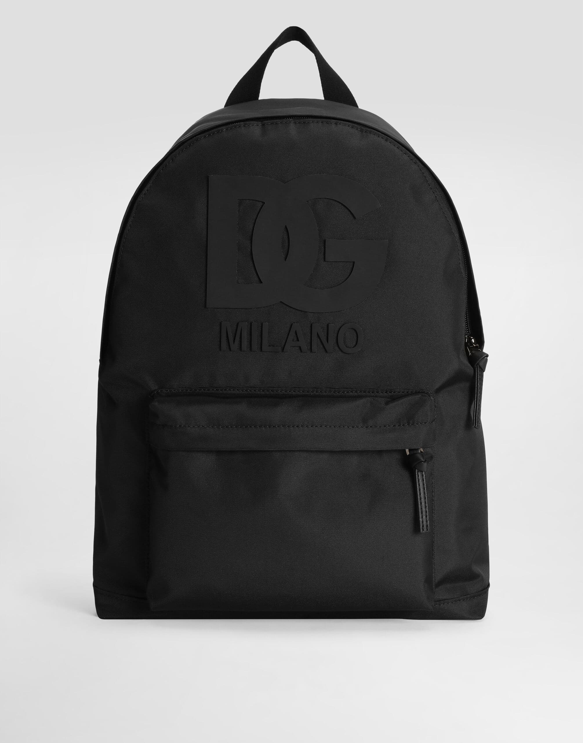 Dolce & Gabbana Kids Nylon Backpack with DG Rubber Patch Black