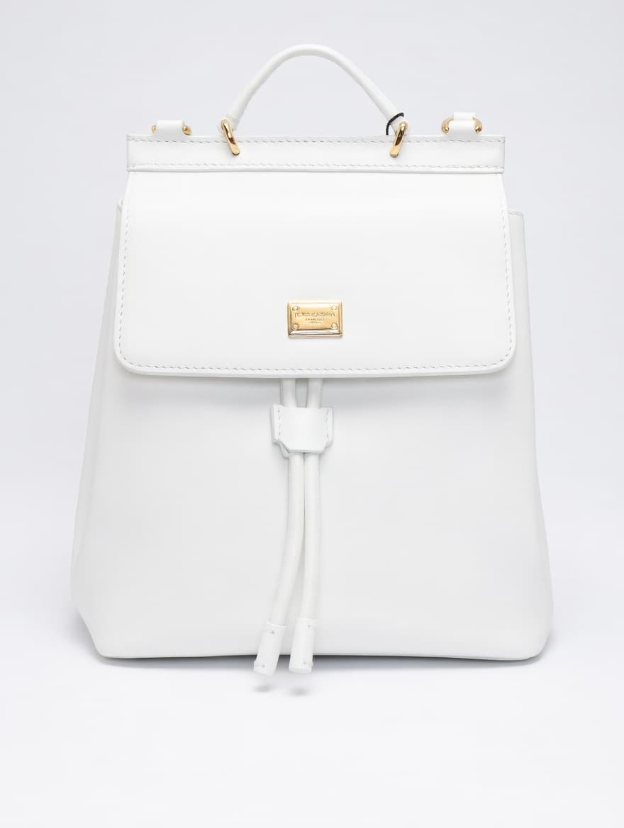 Dolce & Gabbana Kids Sicily Calfskin Leather Backpack White
