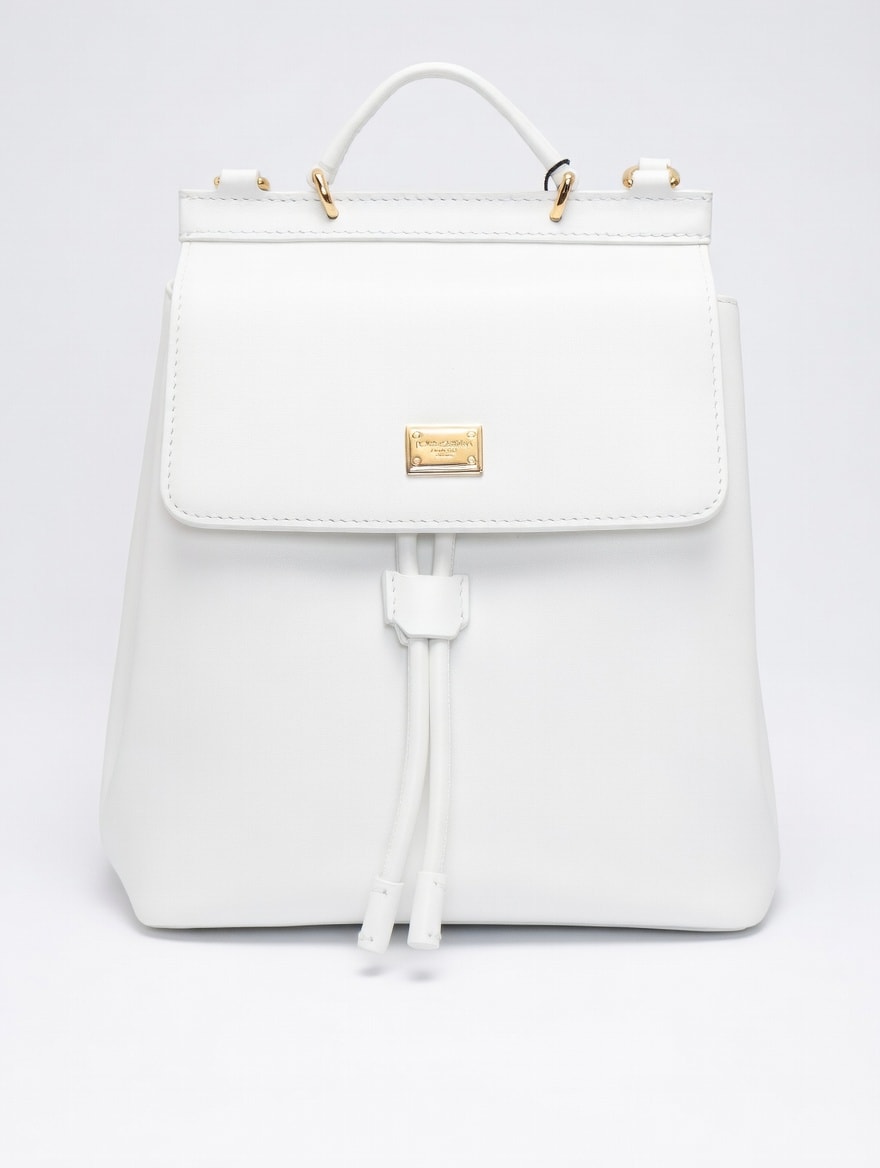 Dolce & Gabbana Kids Sicily Calfskin Leather Backpack White