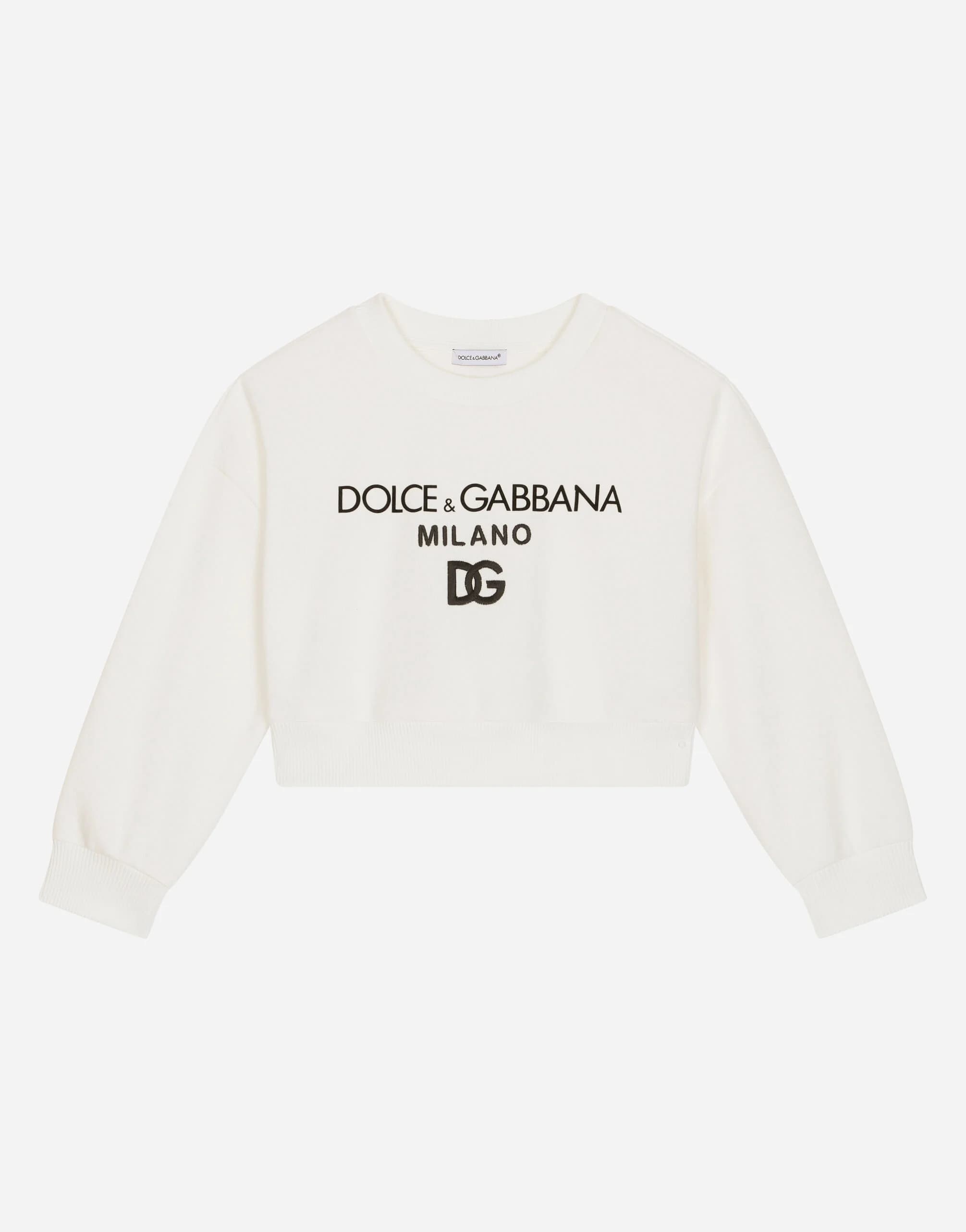 Dolce & Gabbana Kids Jersey Round-Neck Sweatshirt with DG Milano Logo Print