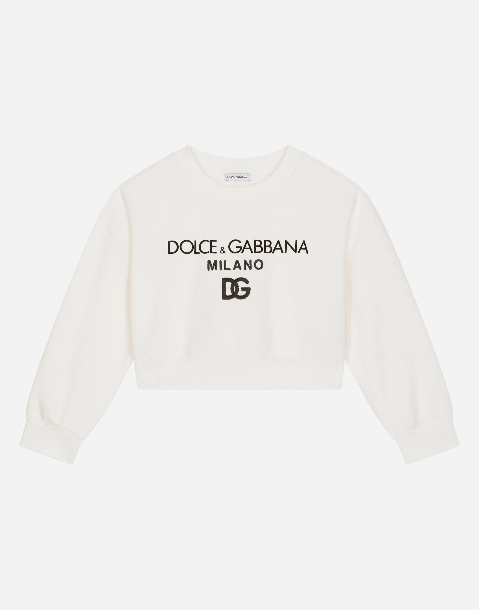 Dolce & Gabbana Kids Jersey Round-Neck Sweatshirt with DG Milano Logo Print