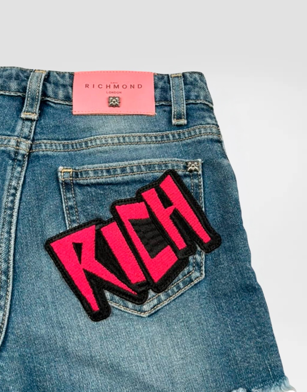 John Richmond Junior Girls' Denim Shorts Savini with RICH Patch