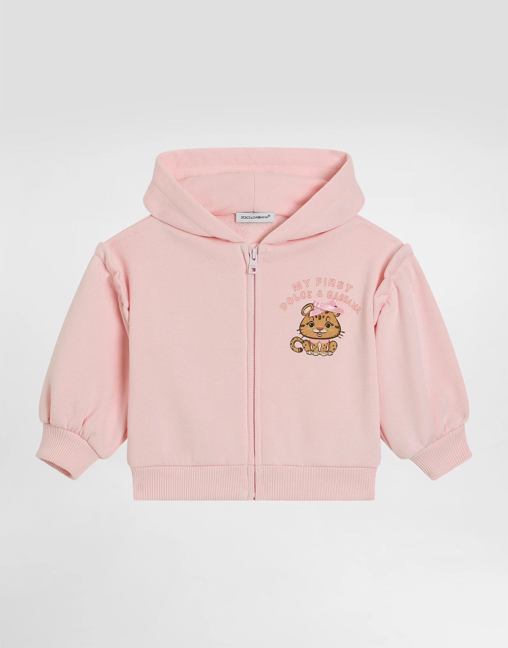 Dolce & Gabbana Kids Hooded Sweatshirt with Leopard Print and Bow