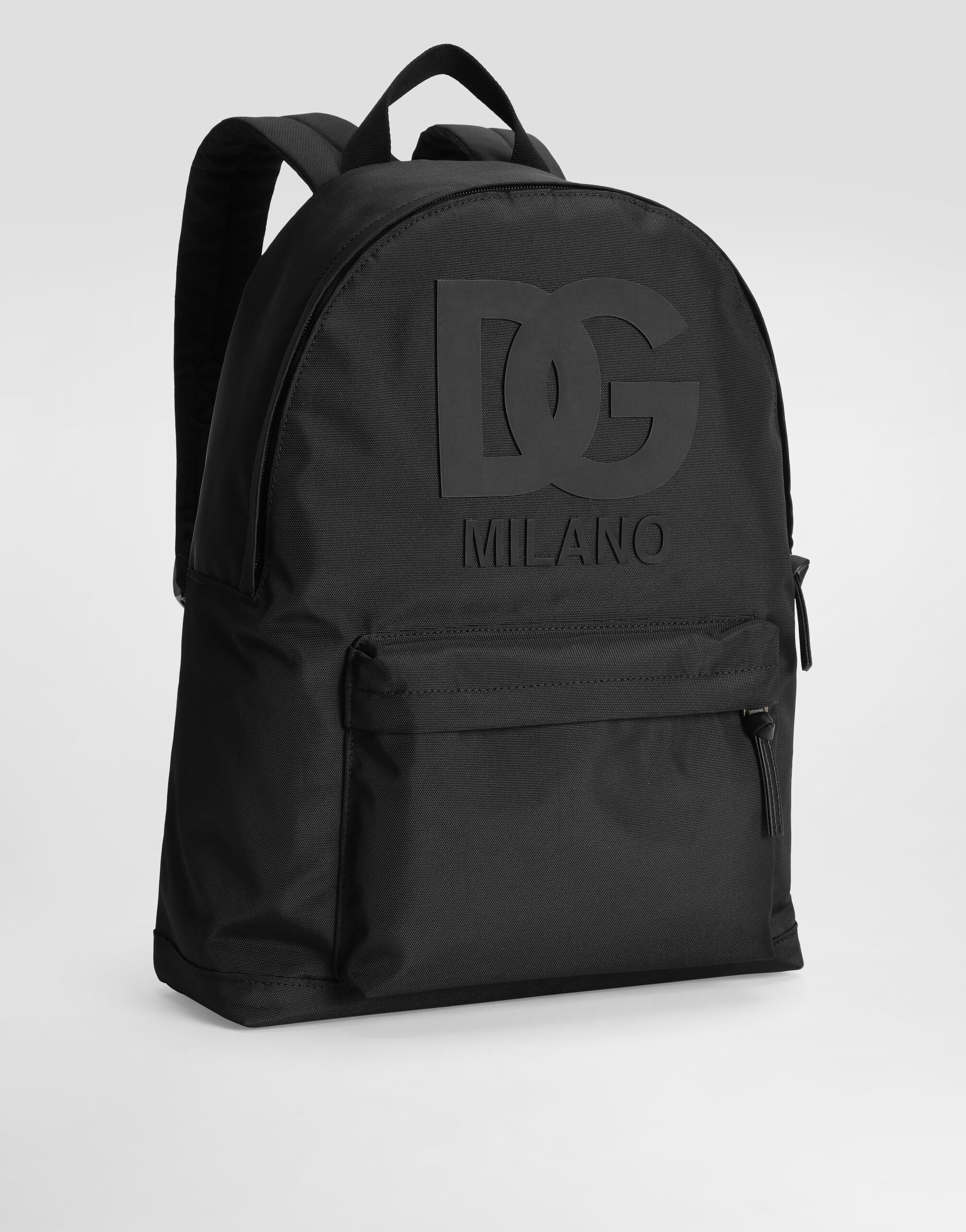 Dolce & Gabbana Kids Nylon Backpack with DG Rubber Patch Black