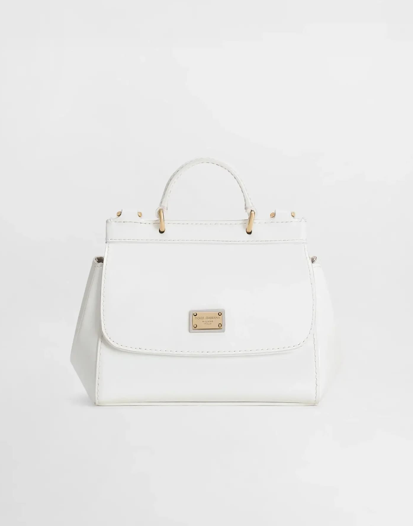 Dolce & Gabbana Kids' Patent Leather Mini Sicily Bag in White
