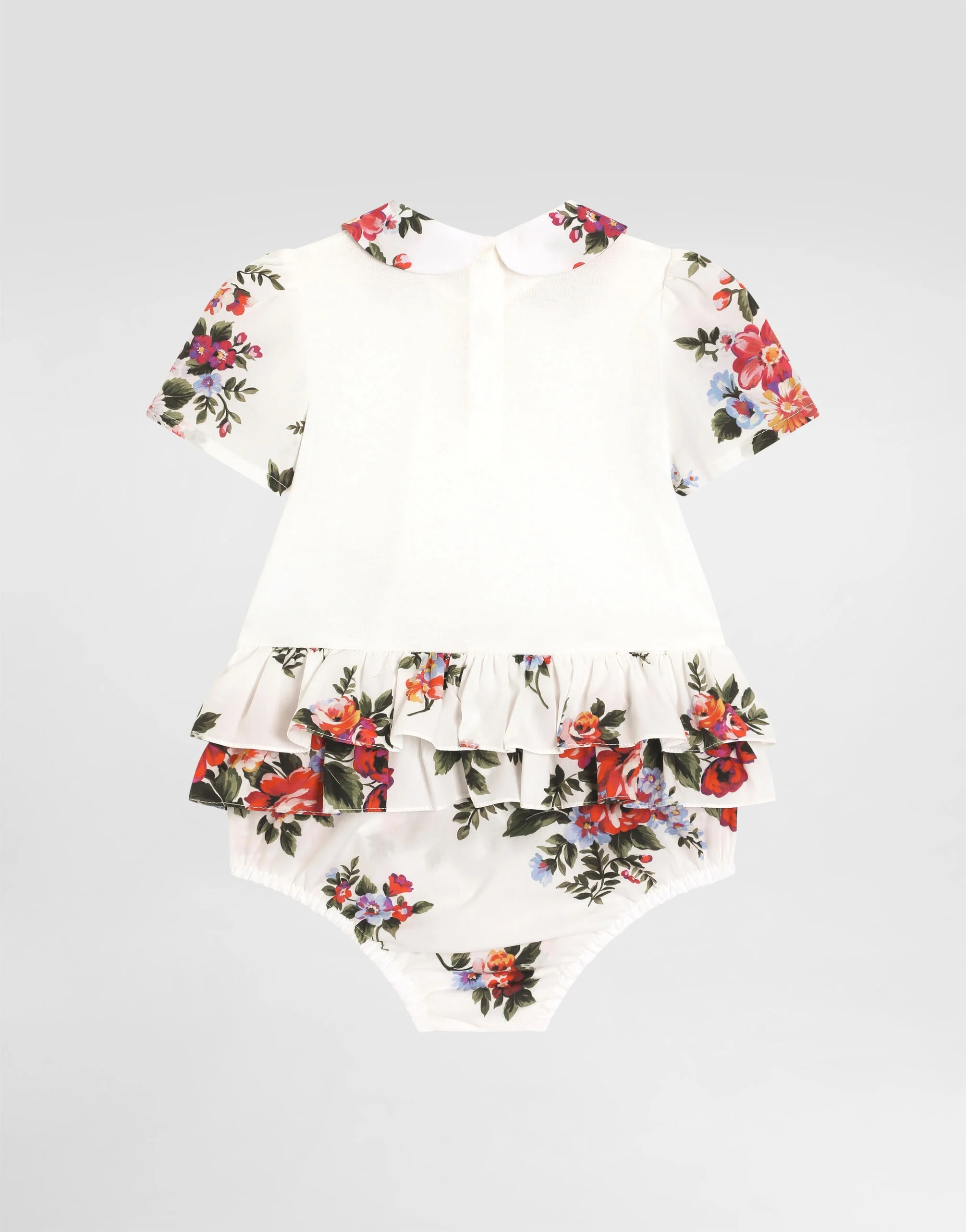 Dolce & Gabbana Kids Flower Bouquet Print Cotton Romper