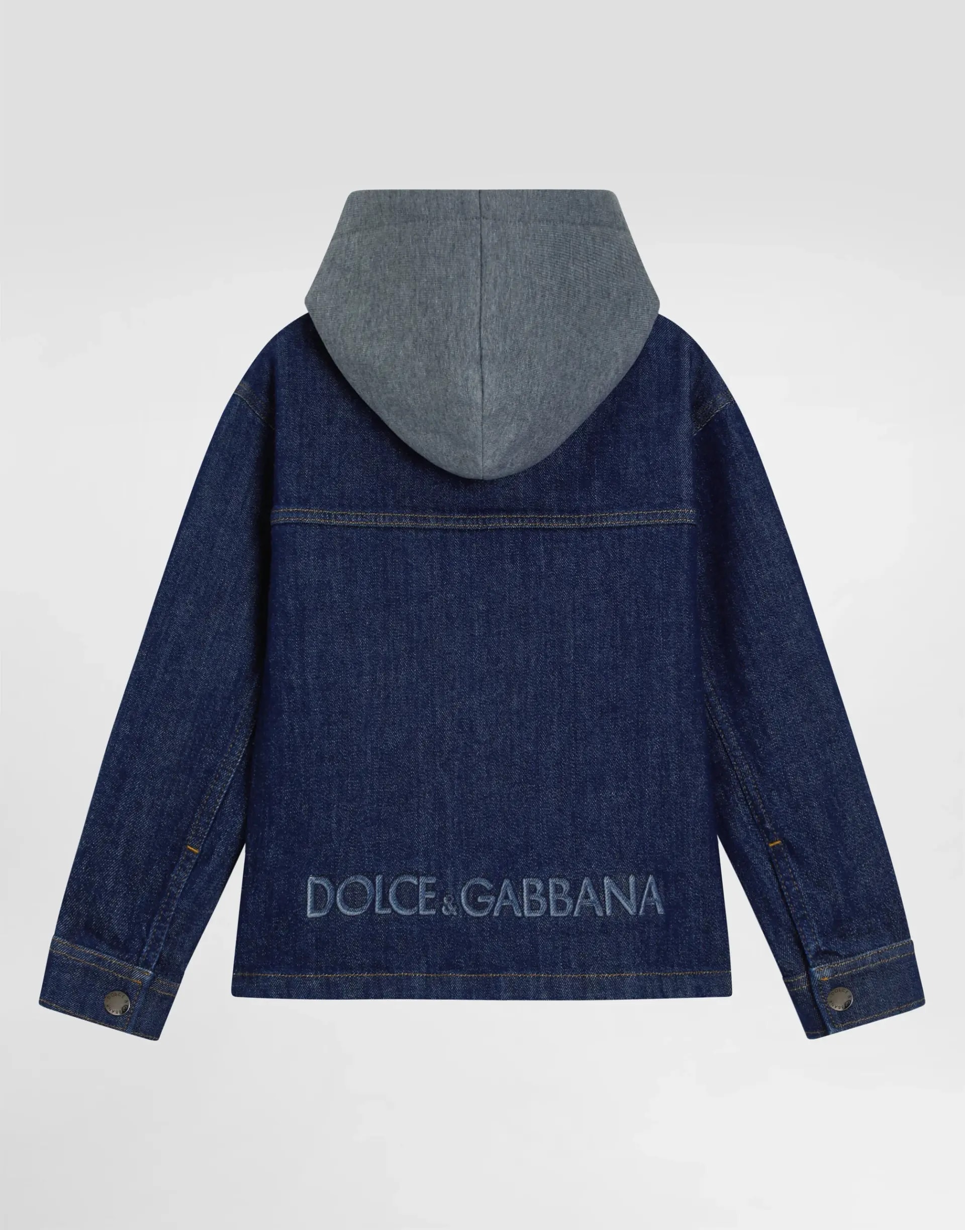 Dolce & Gabbana Kids denim bomber jacket with a hood