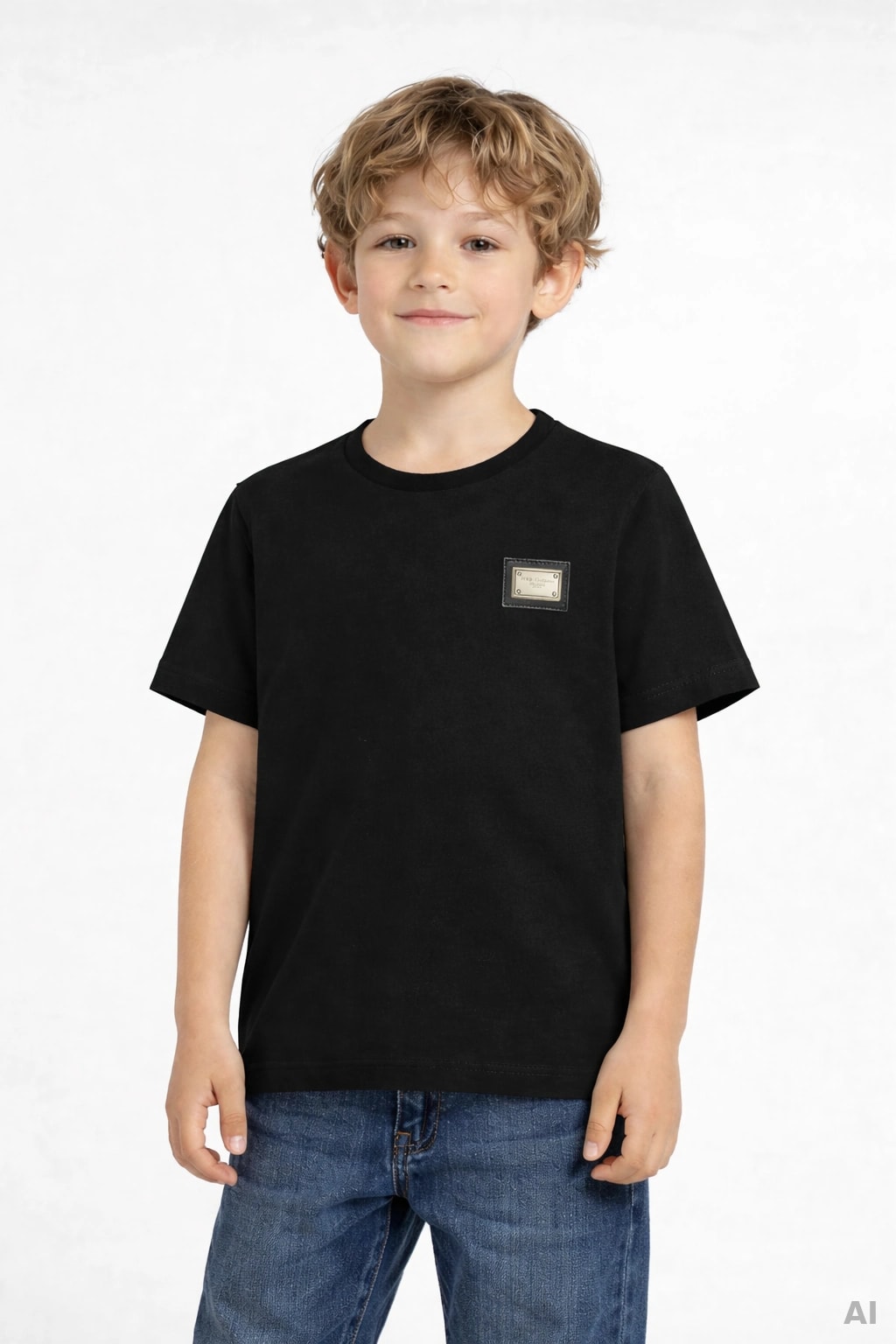 The Dolce & Gabbana Kids Cotton T-Shirt with Metal Logo Plate