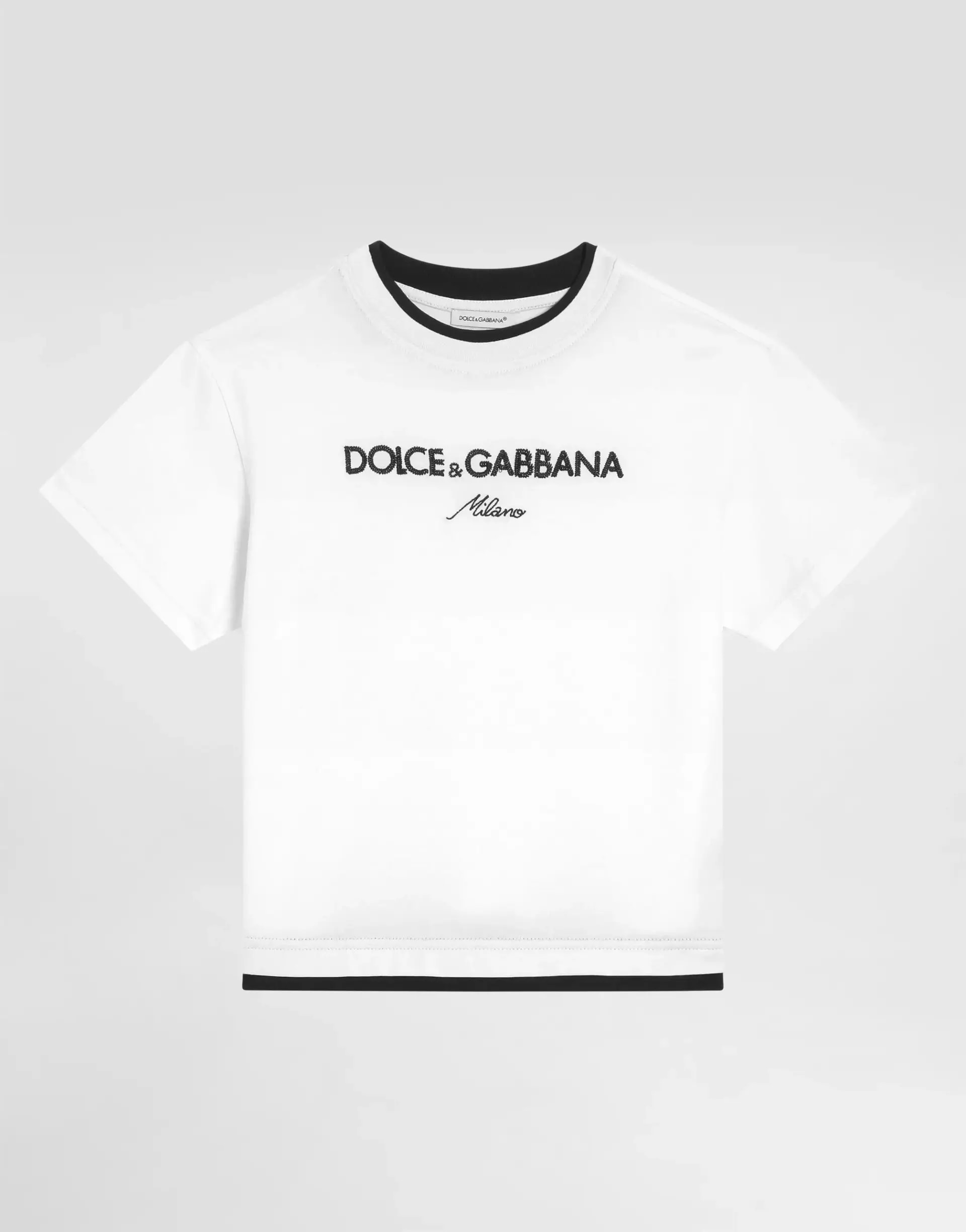 Dolce & Gabbana Kids T-shirt with a double collar and embroidery