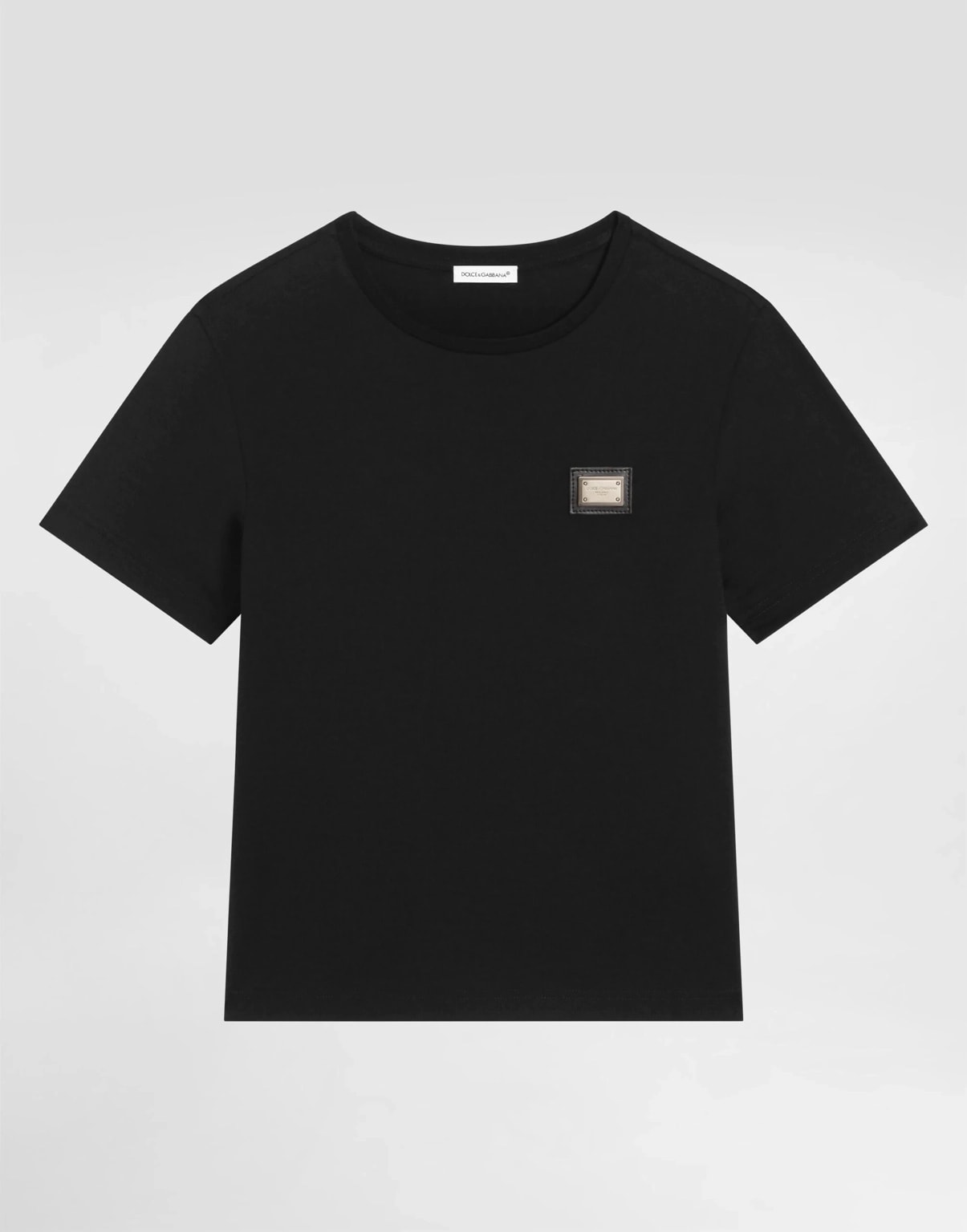 The Dolce & Gabbana Kids Cotton T-Shirt with Metal Logo Plate